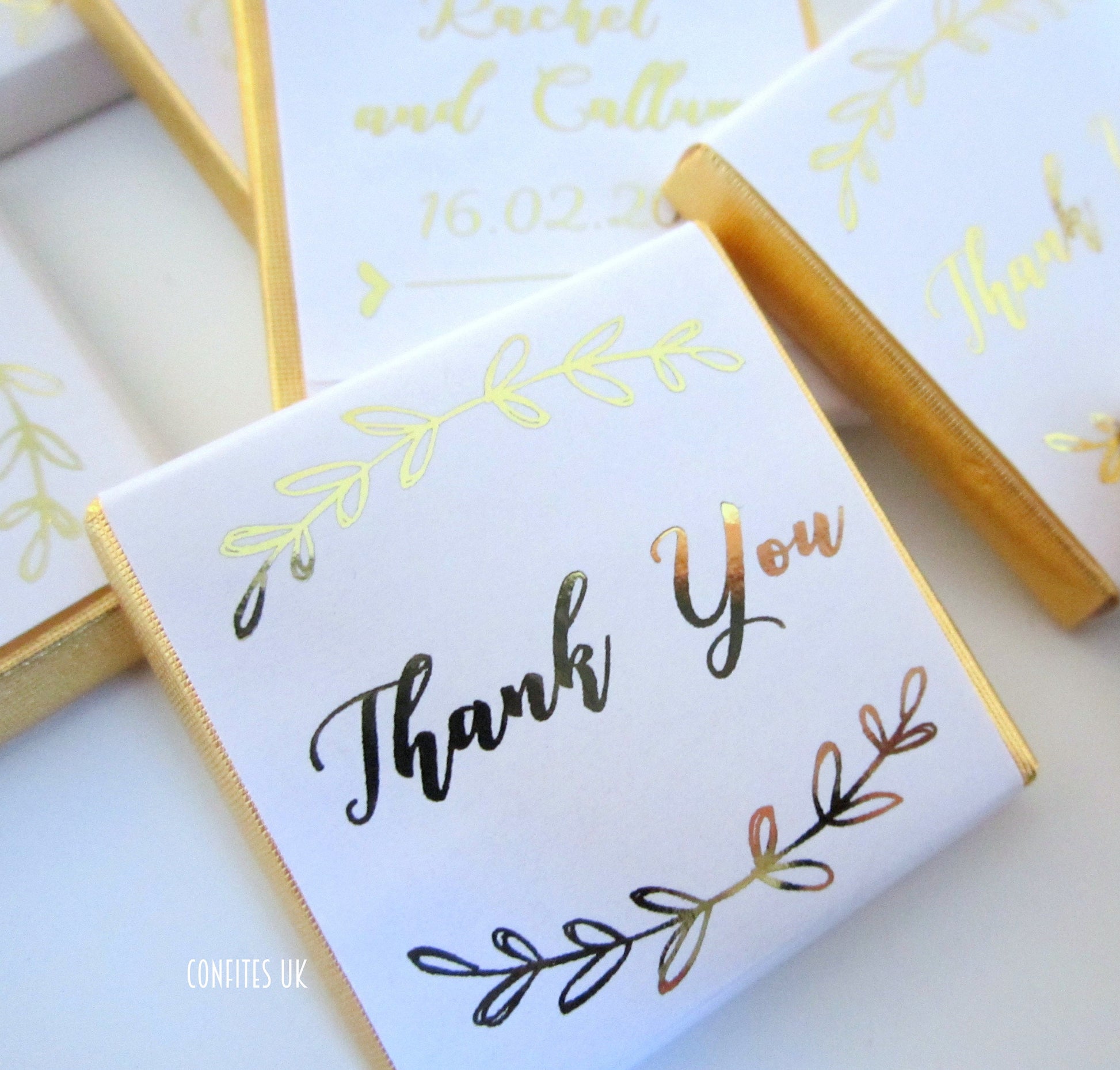 Personalised Botanical Thank You Chocolates – Wedding Guest Favours, Party Bag Fillers