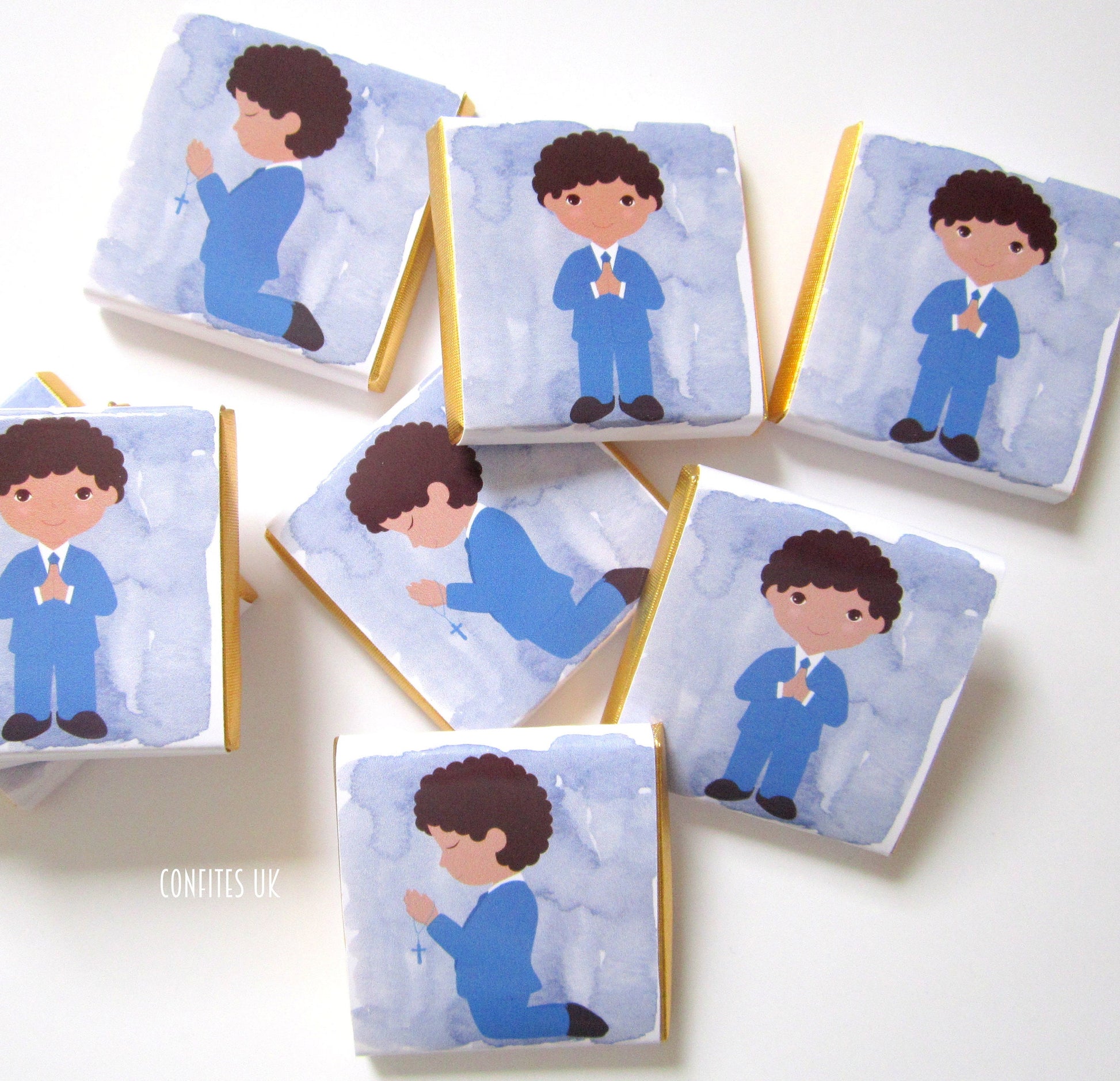 Personalised Curly Boy First Communion Favours