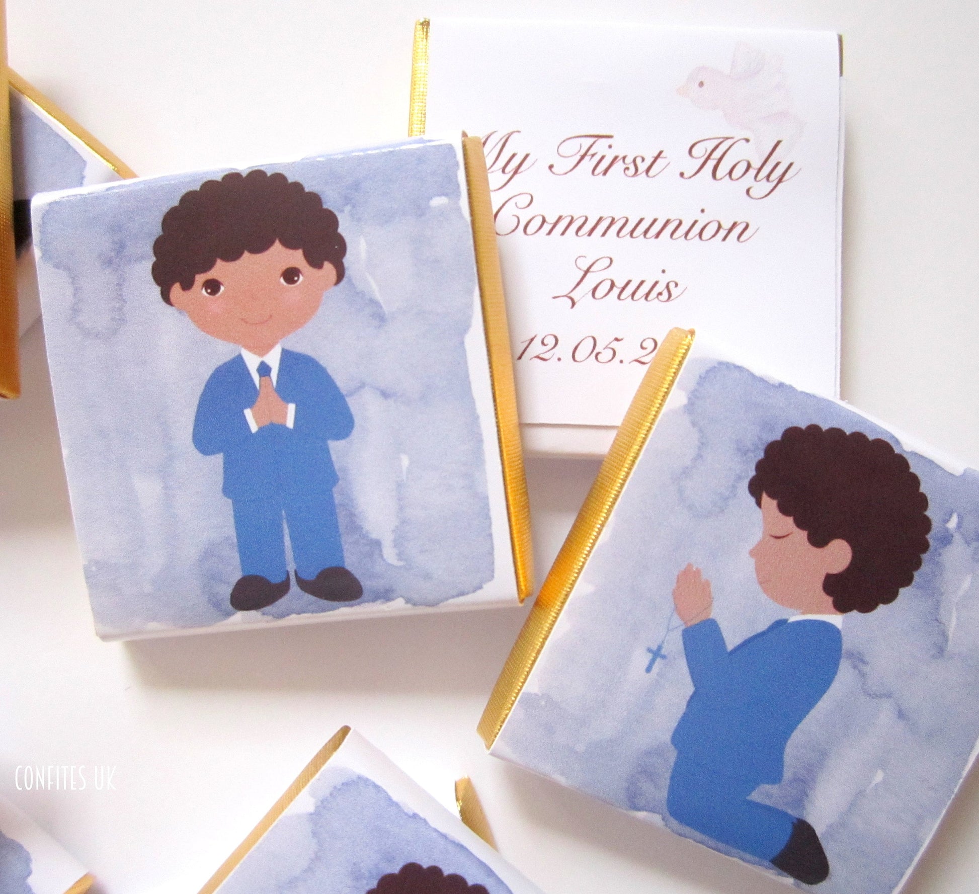 Personalised Curly Boy First Communion Favours