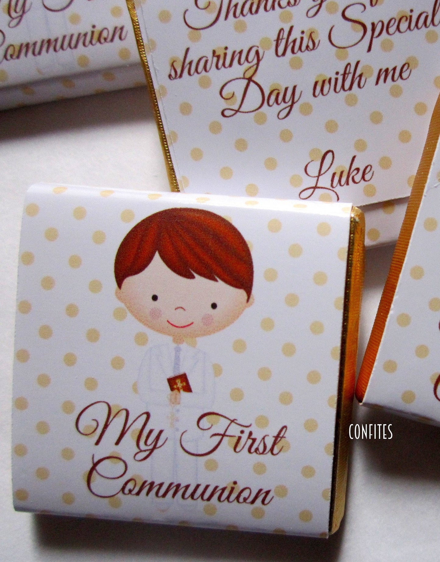 Personalised First Holy Communion Favours for Boys - Religious Chocolate Treats - Communion Guest Gifts