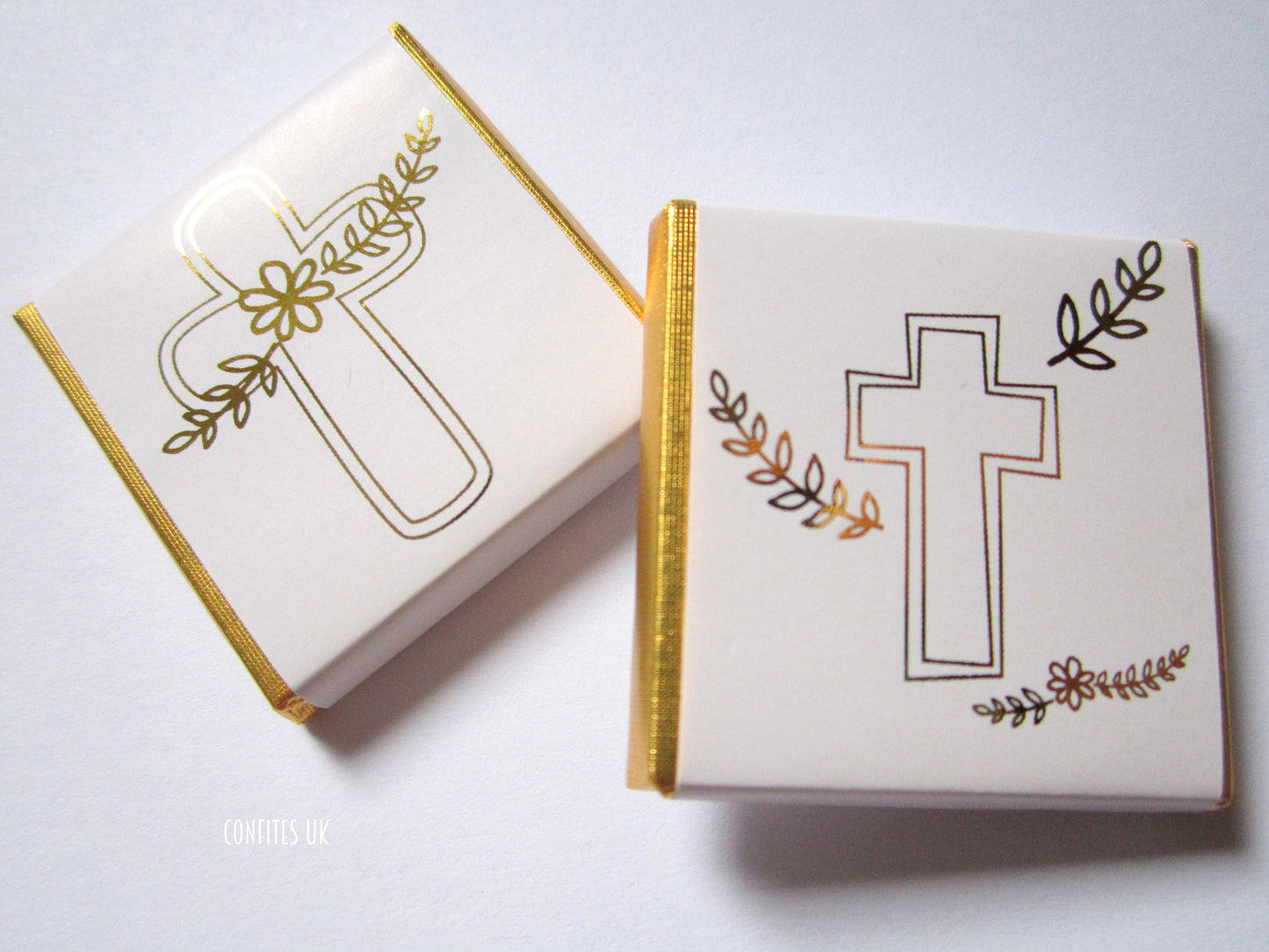 Personalised First Holy Communion Chocolates – Gold Foiled Cross Favours for Boys and Girls