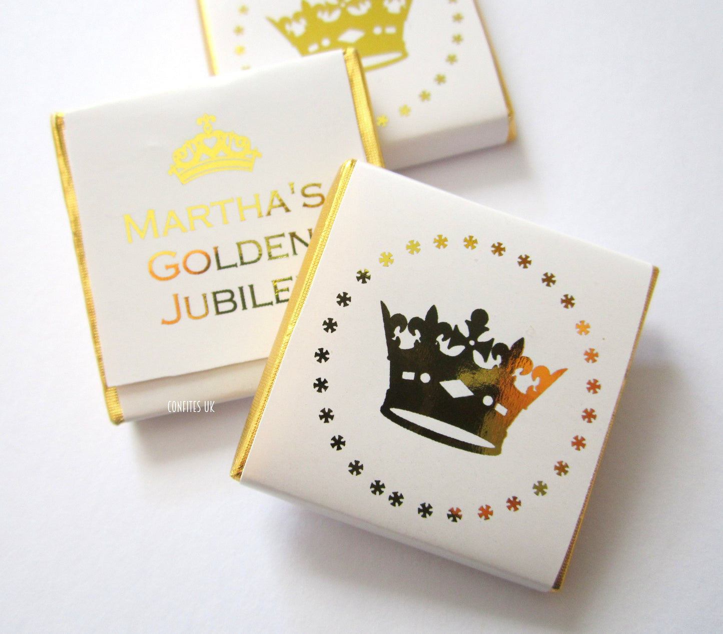 Personalised Crown Chocolates – Prince Princess Birthday Party Favours (Gold Foil)