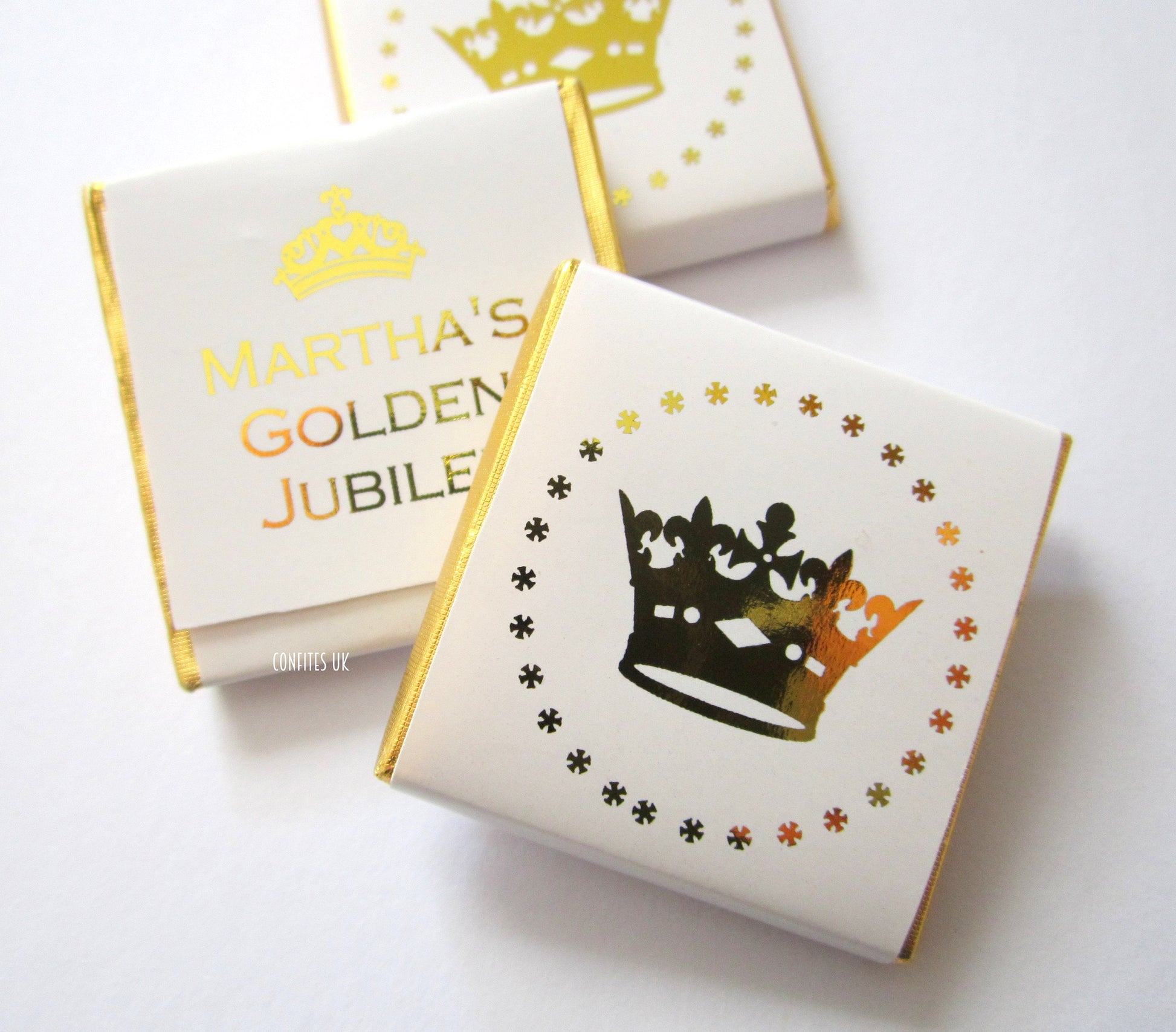 Personalised Crown Chocolates – Prince Princess Birthday Party Favours (Gold Foil)