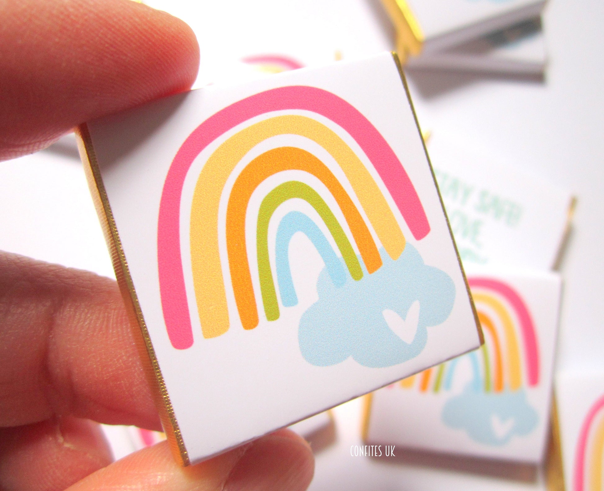 Rainbow party personalised chocolate favours