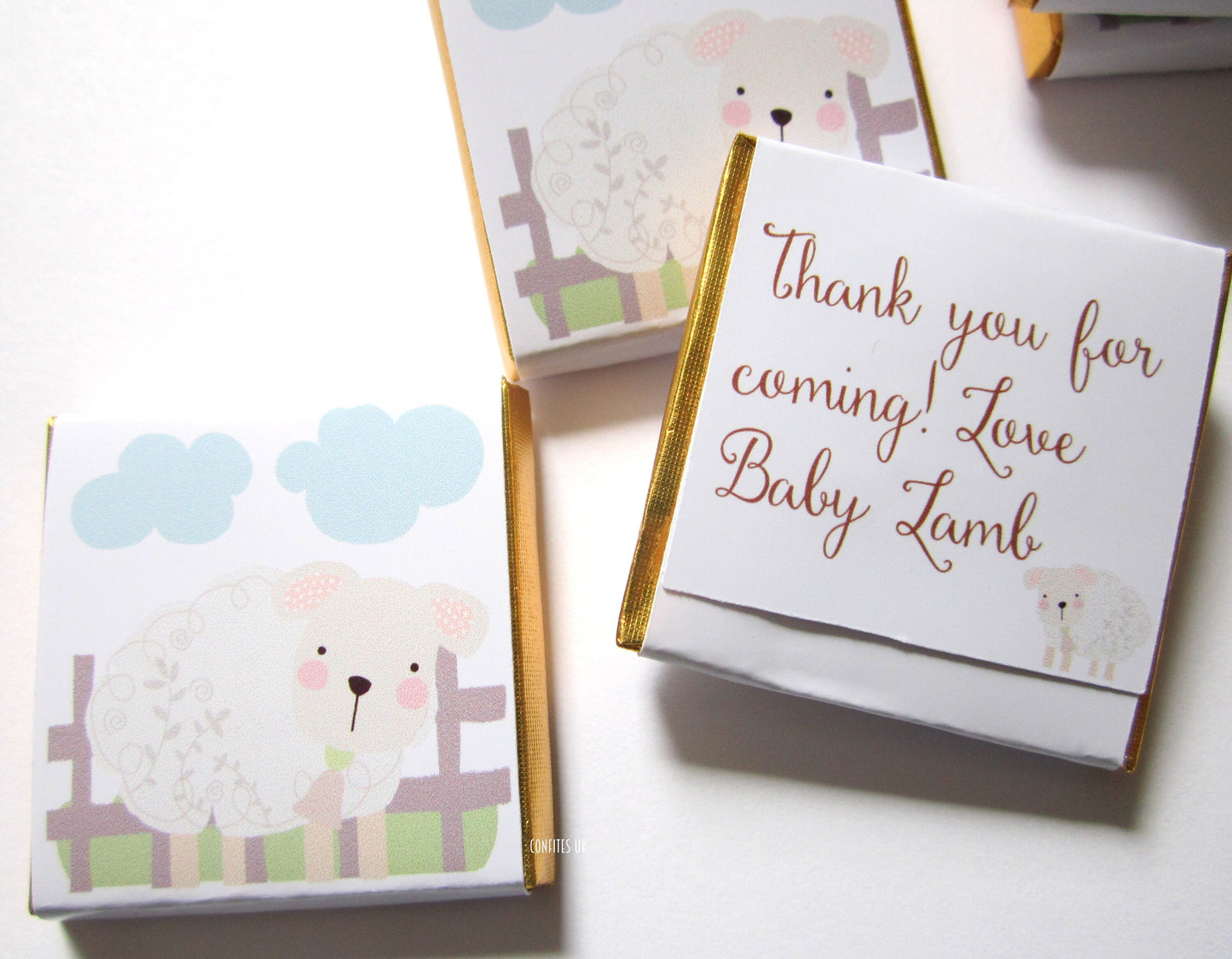 Personalised Baby Lamb Chocolates – Fluffy Sheep Party Favours, Baby Shower Treats