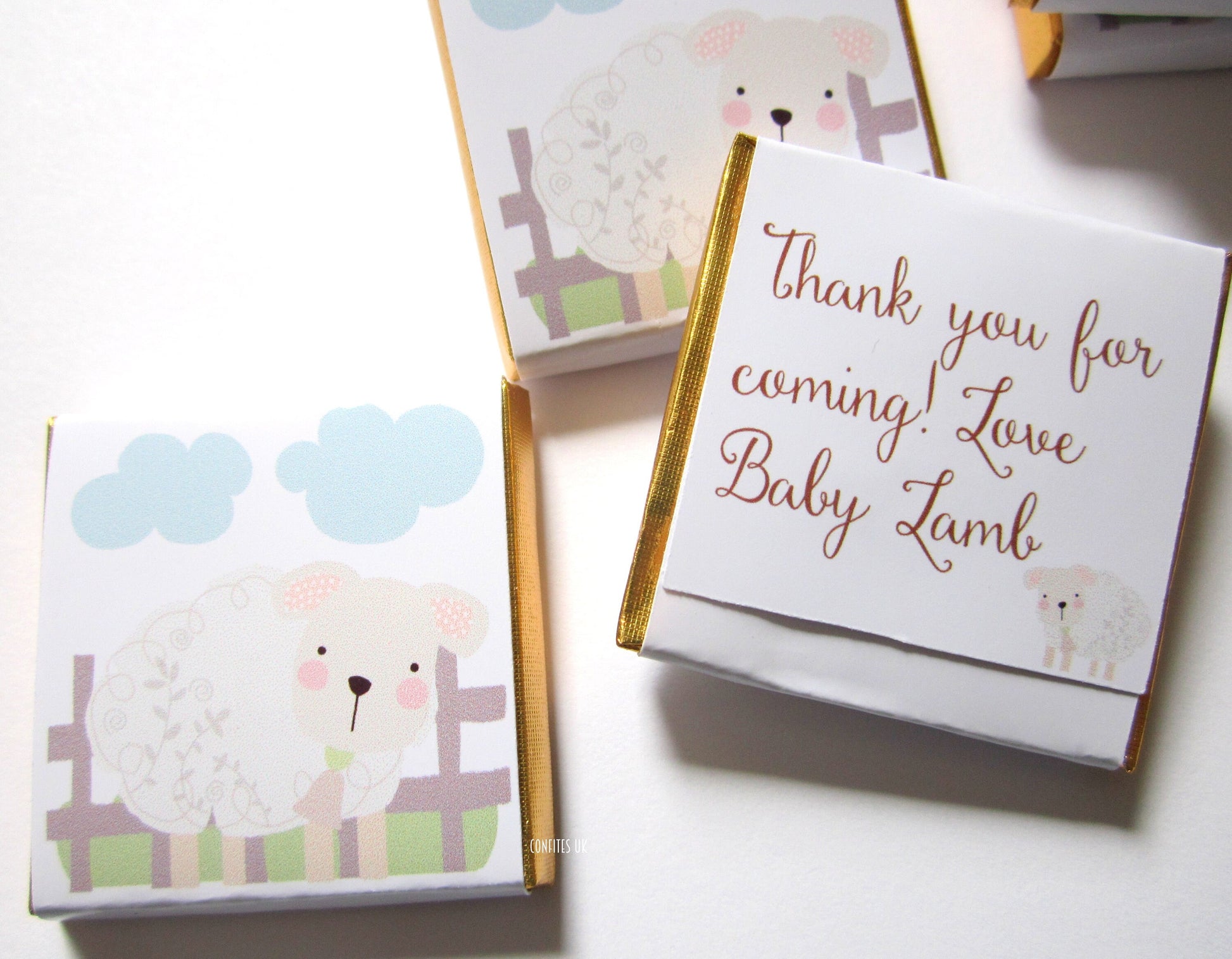 Personalised Baby Lamb Chocolates – Fluffy Sheep Party Favours, Baby Shower Treats