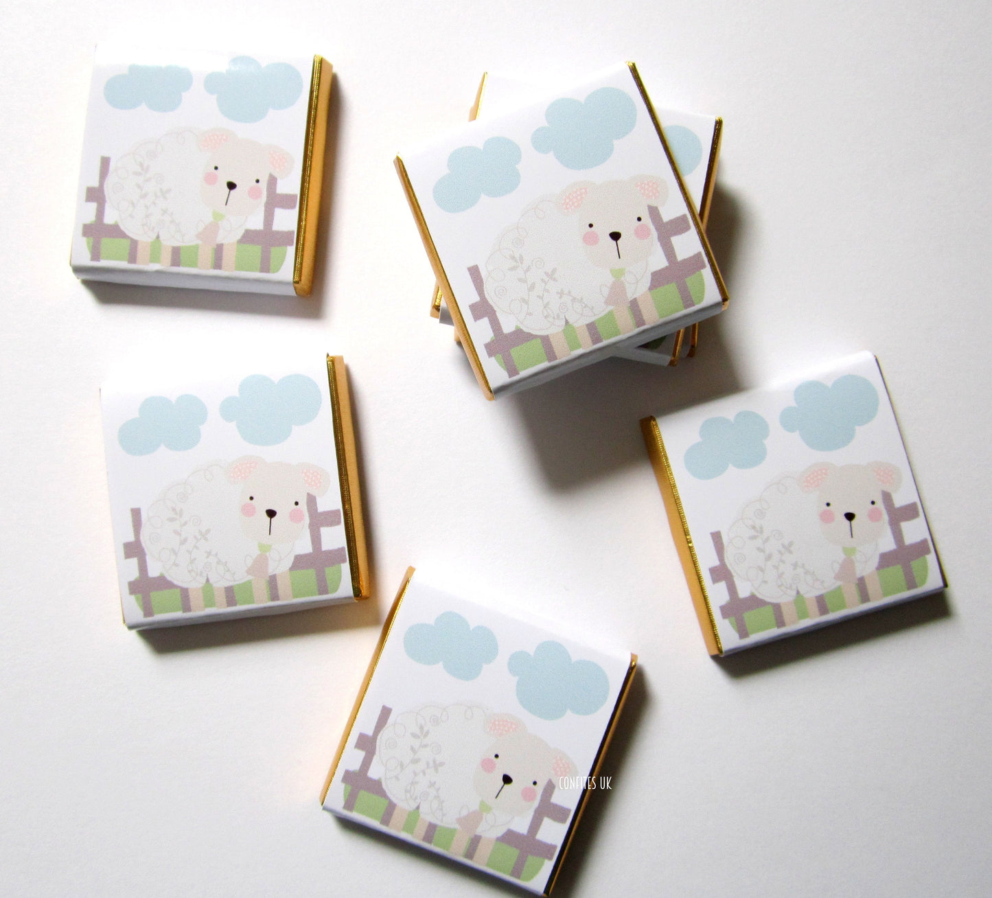 Personalised Baby Lamb Chocolates – Fluffy Sheep Party Favours, Baby Shower Treats
