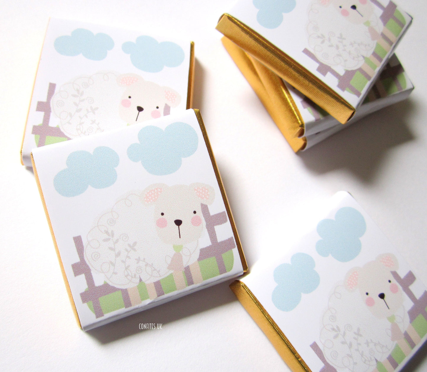 Personalised Baby Lamb Chocolates – Fluffy Sheep Party Favours, Baby Shower Treats