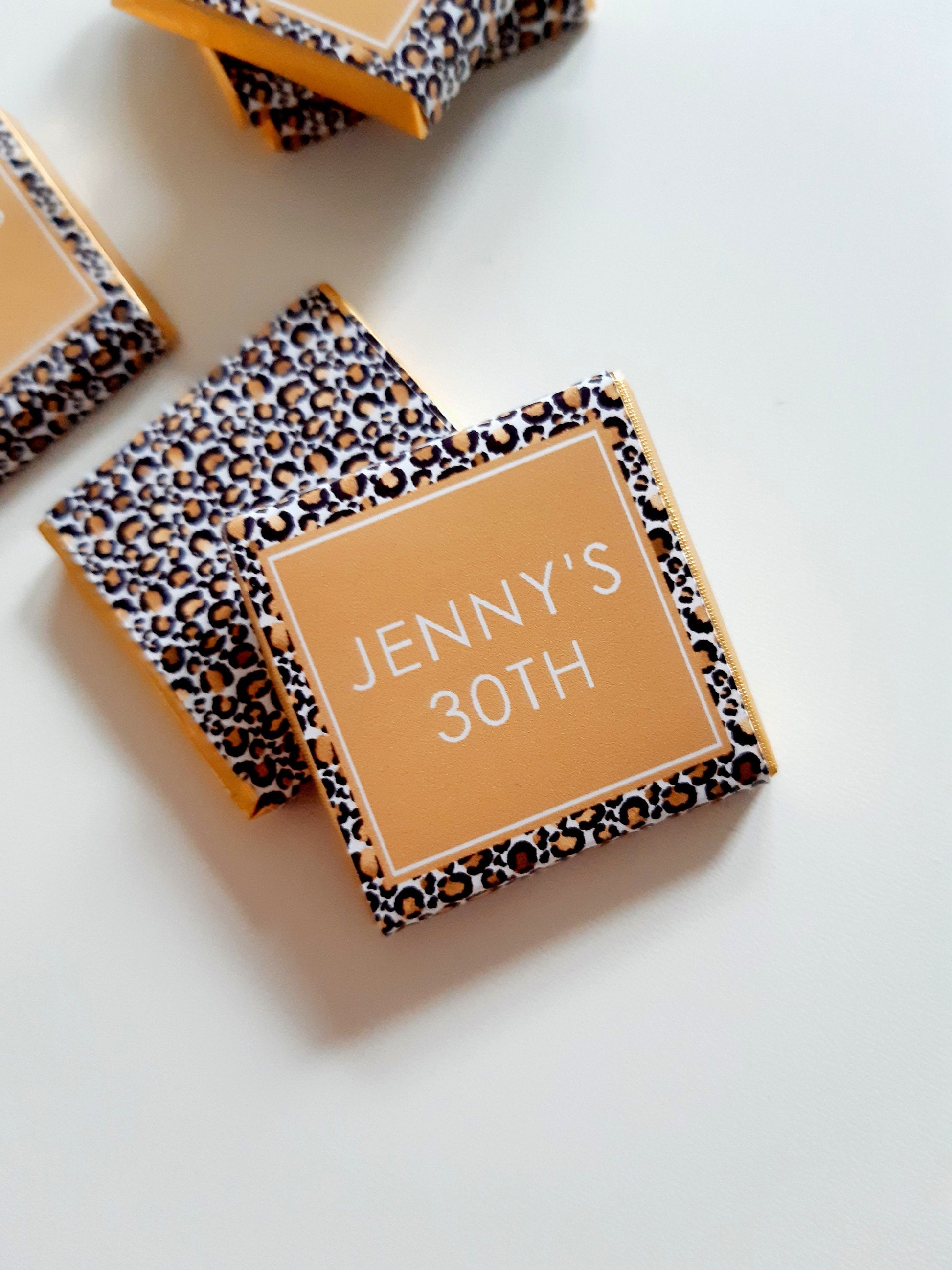 Personalised Leopard Print 30th Birthday Chocolates – Custom Party Favours