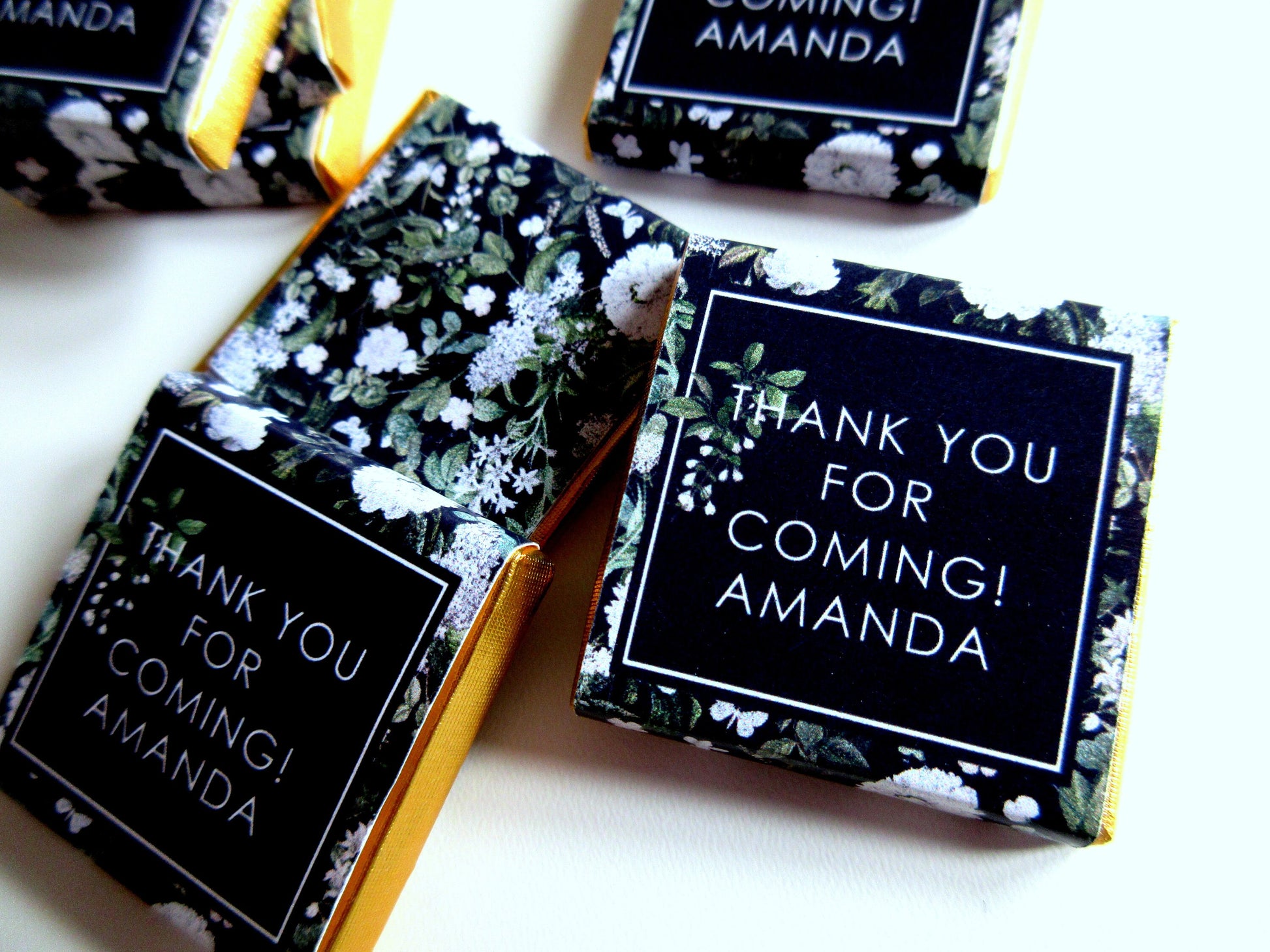 Personalised Black and White Birthday Favours – Botanical Party Treats