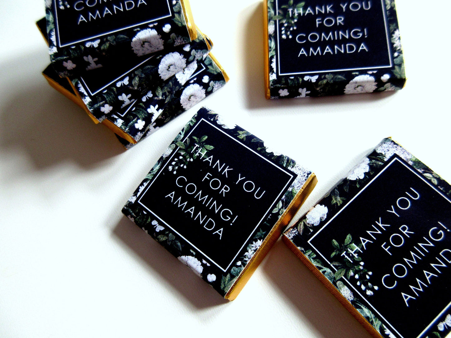 Personalised Black and White Birthday Favours – Botanical Party Treats