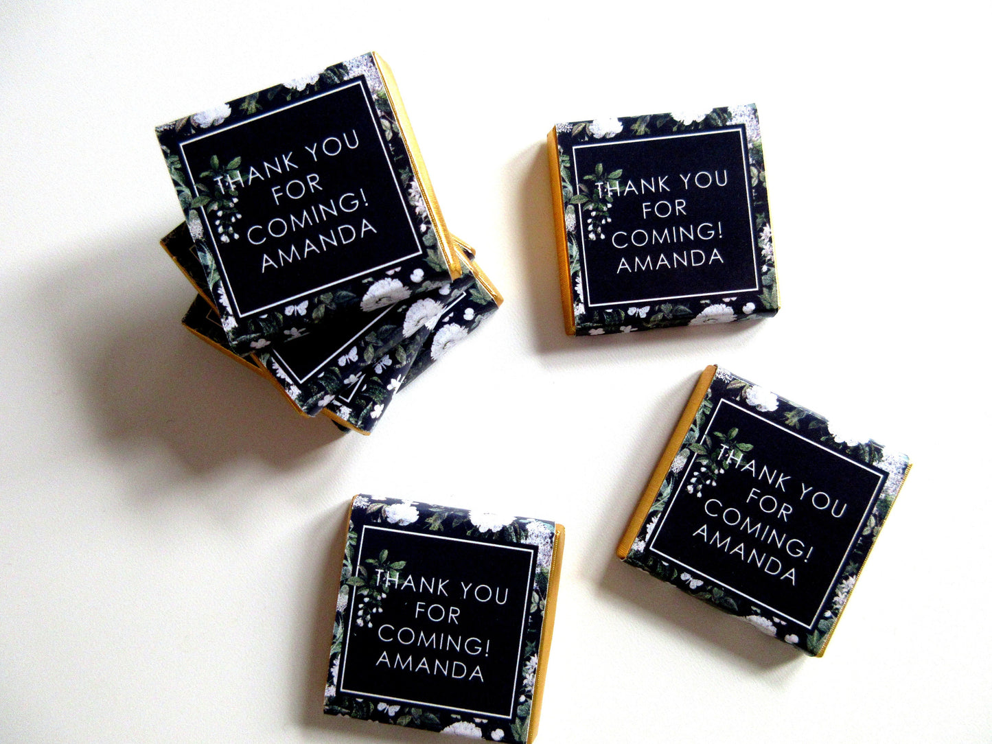 Personalised Black and White Birthday Favours – Botanical Party Treats