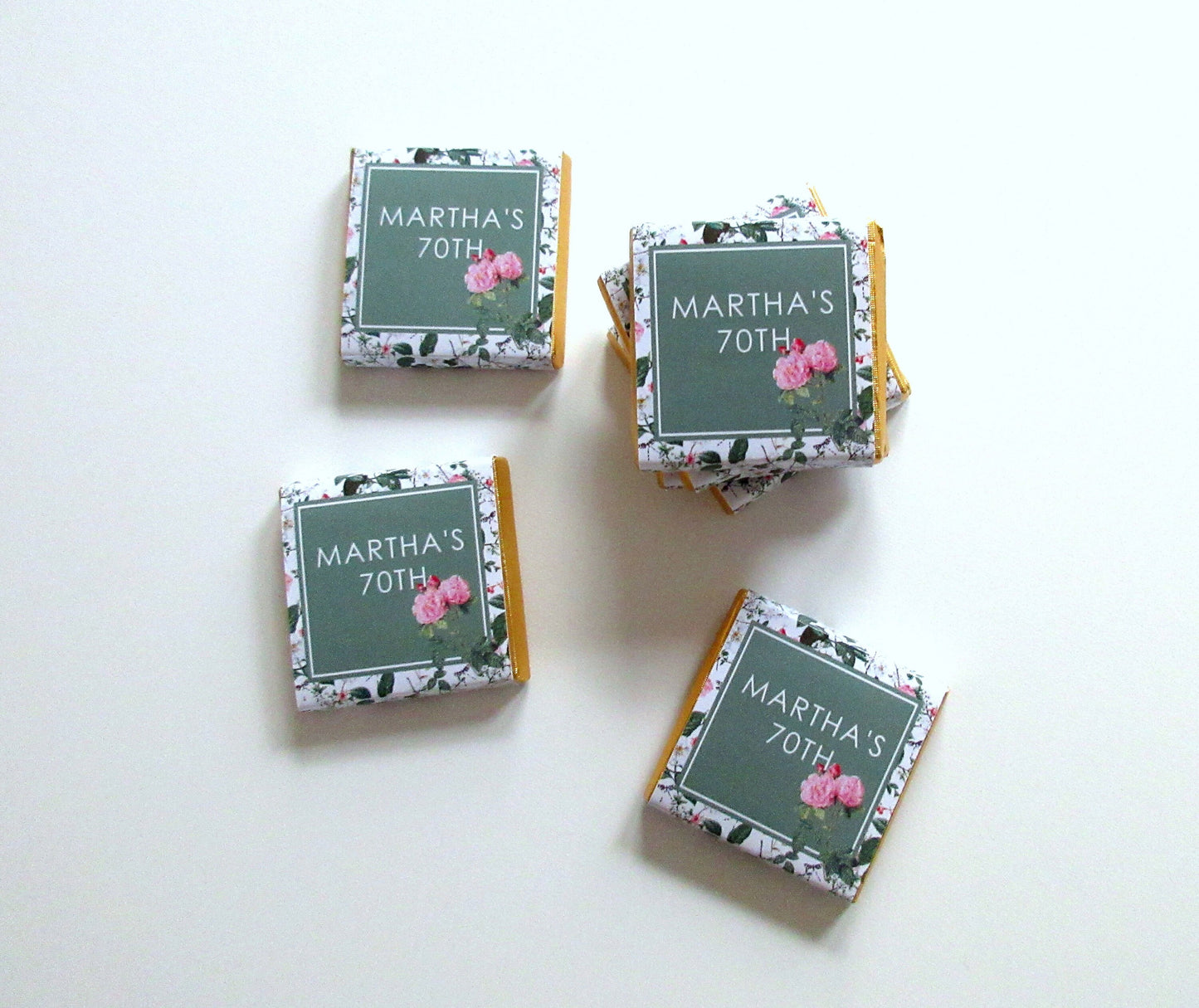 Personalised Cottage Chocolates – Custom 70th Birthday Party Favours, Guest Gifts