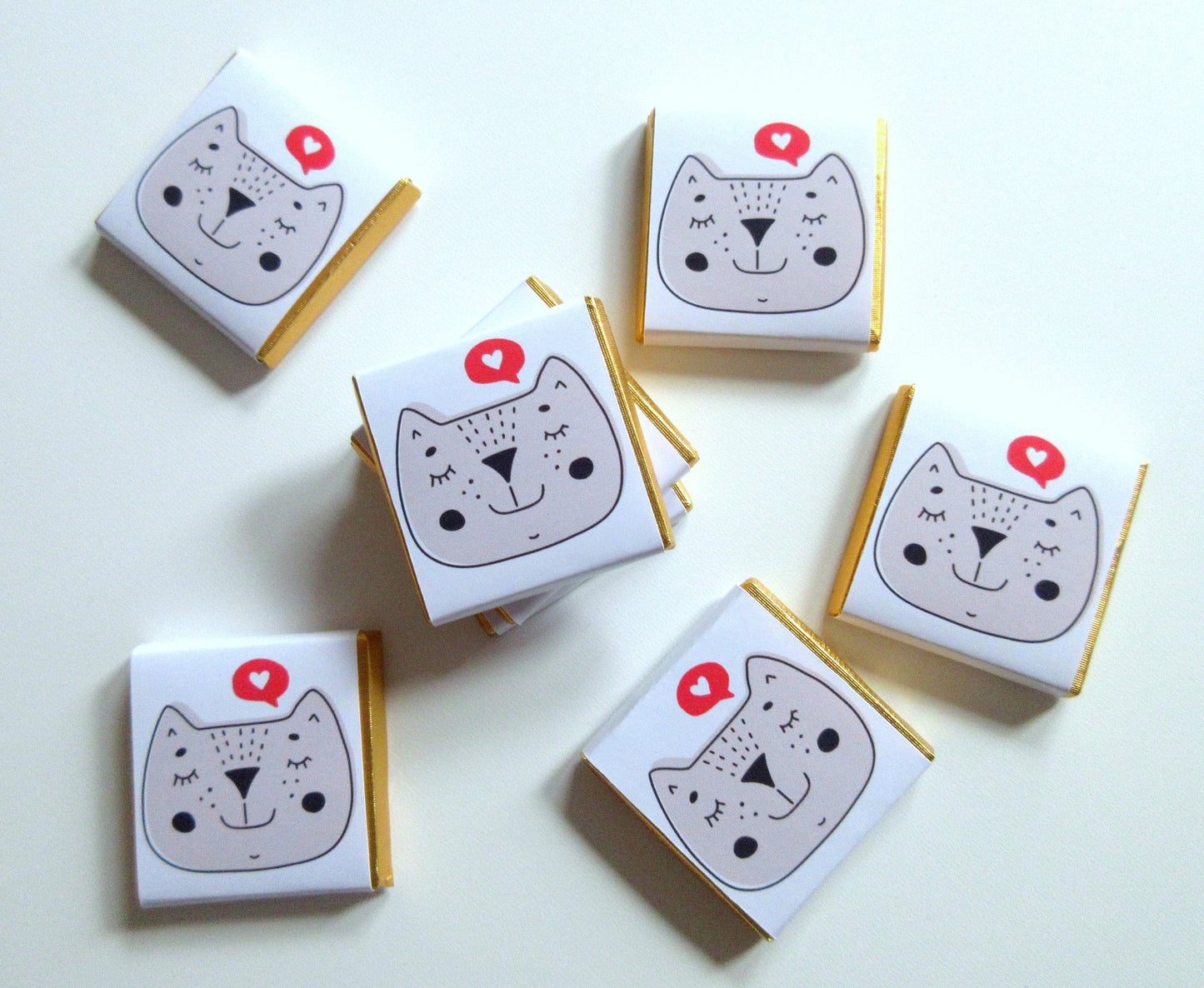 Personalised Love Cat Chocolate Favours – Kitten Birthday Party Bag Filler Treats