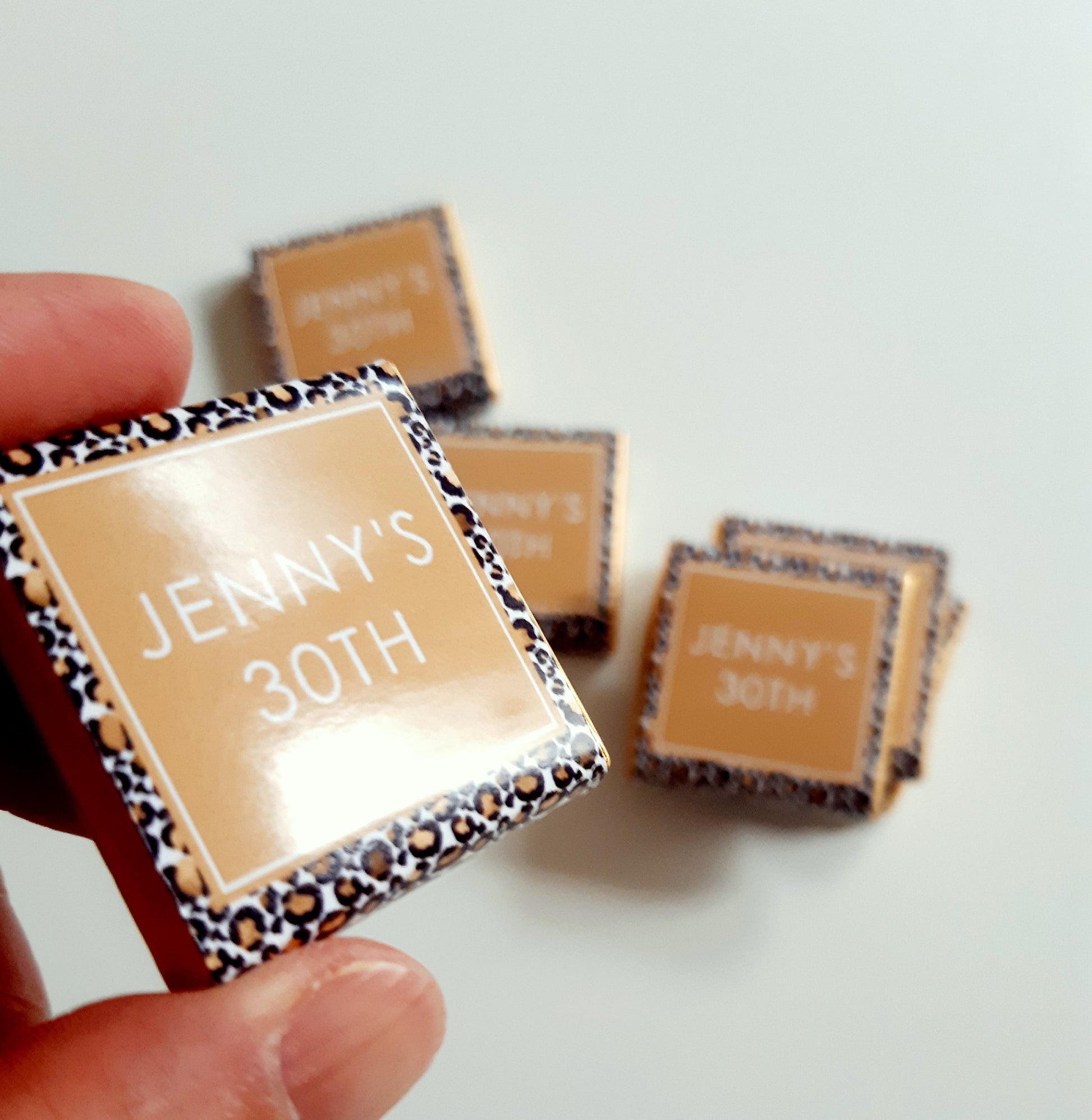 Personalised Leopard Print 30th Birthday Chocolates – Custom Party Favours