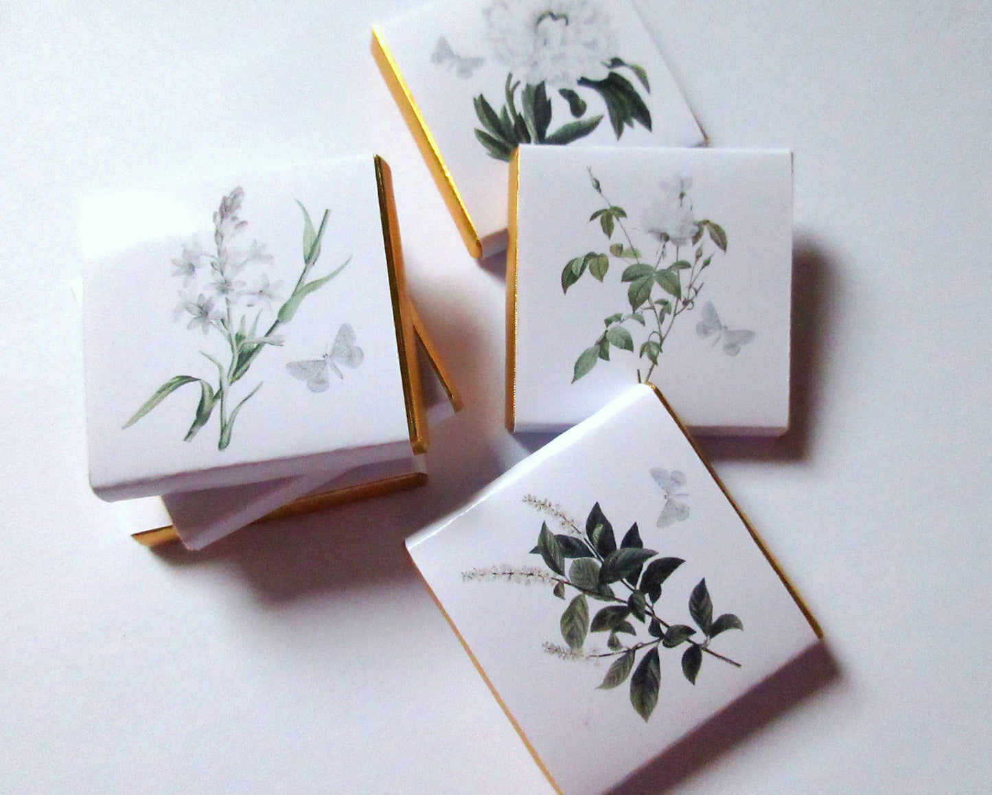 Personalised White Floral Wedding Chocolates – Botanical Party Favours, Guest Gifts