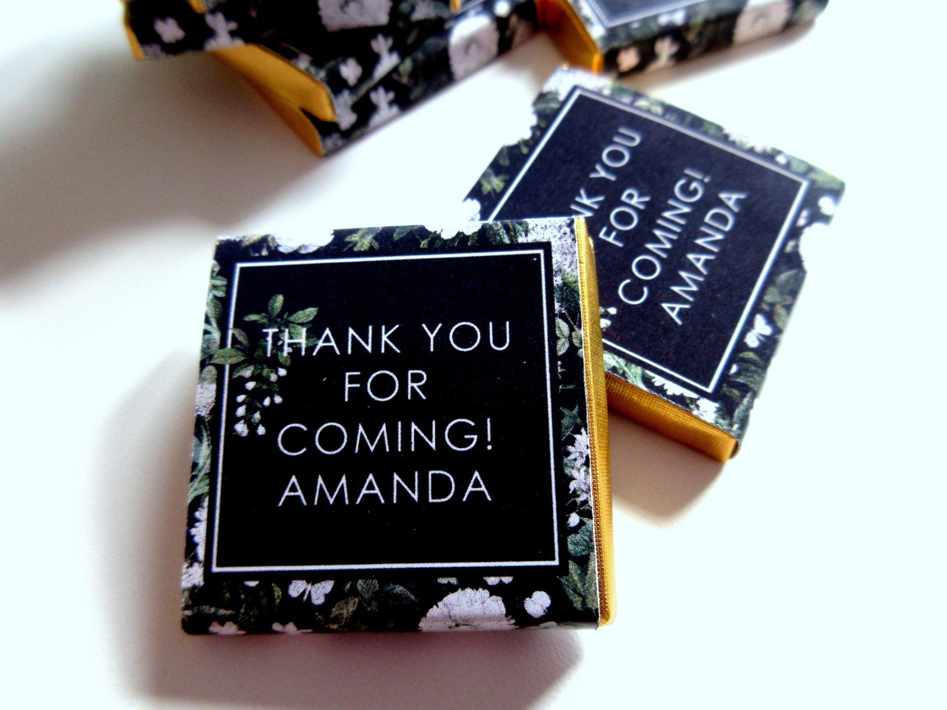 Personalised Black and White Birthday Favours – Botanical Party Treats