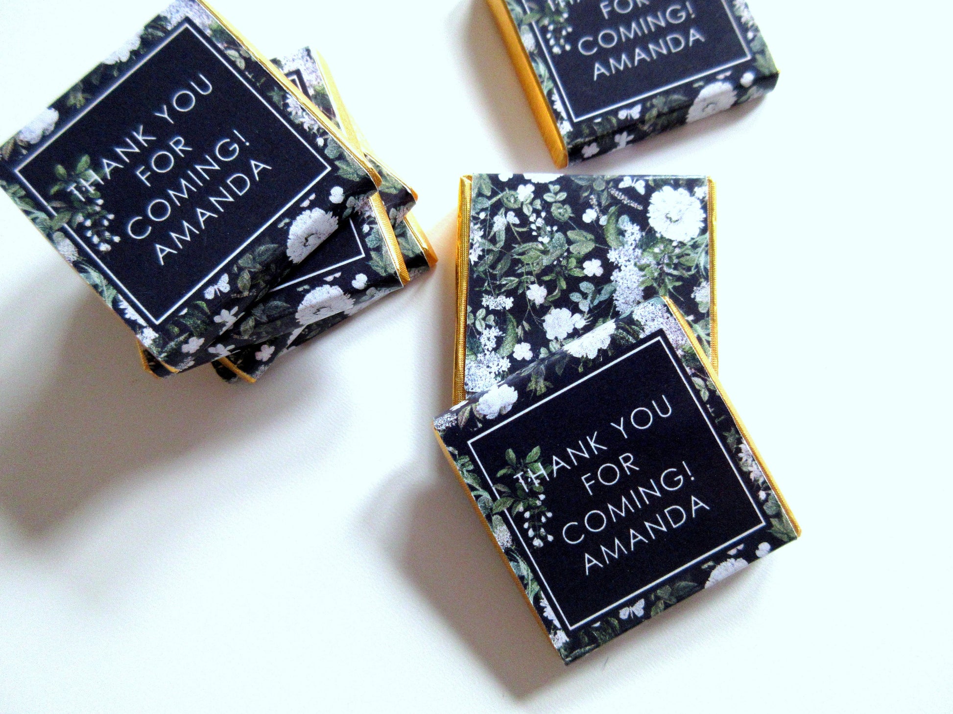 Personalised Black and White Birthday Favours – Botanical Party Treats