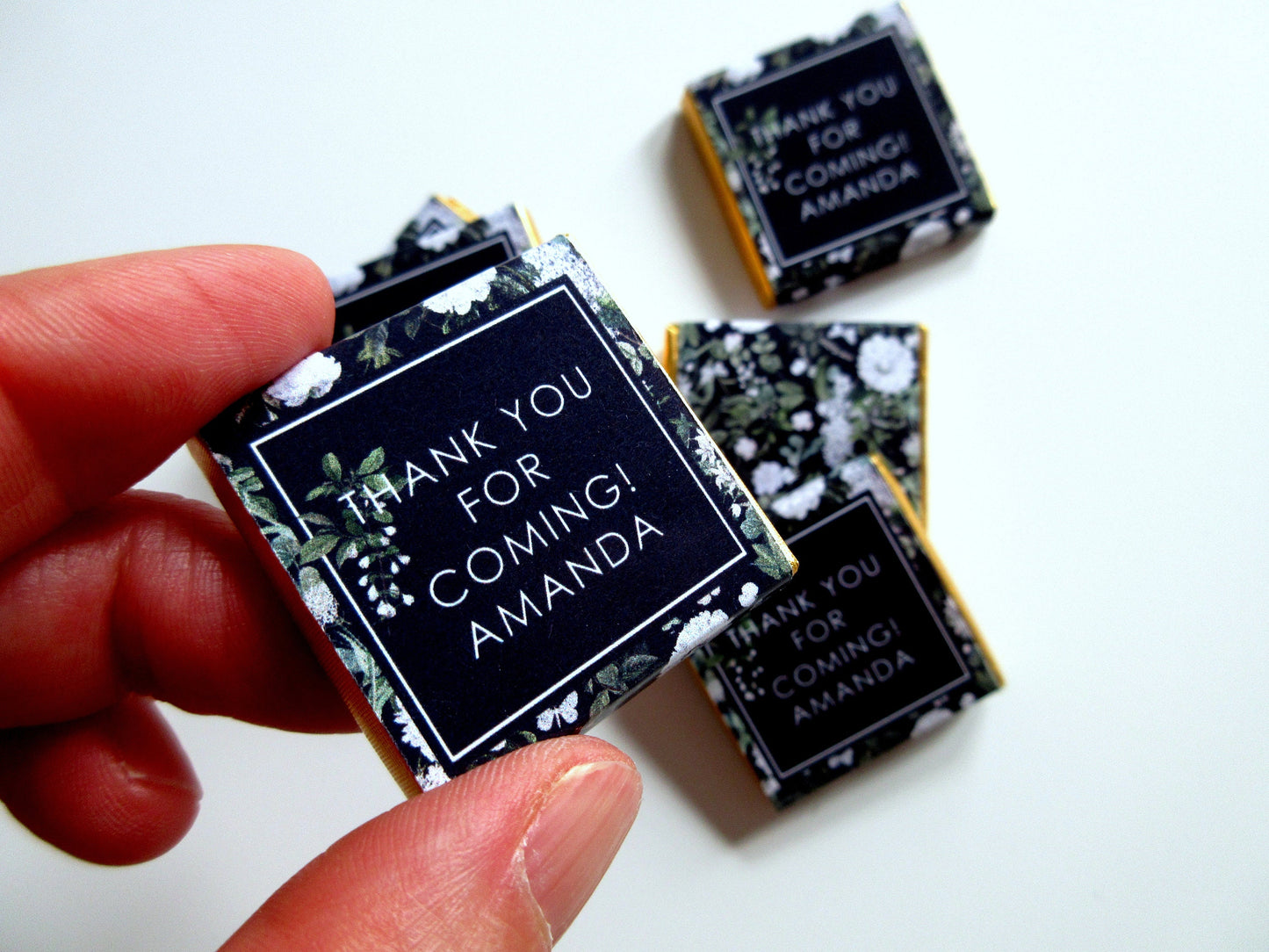 Personalised Black and White Birthday Favours – Botanical Party Treats