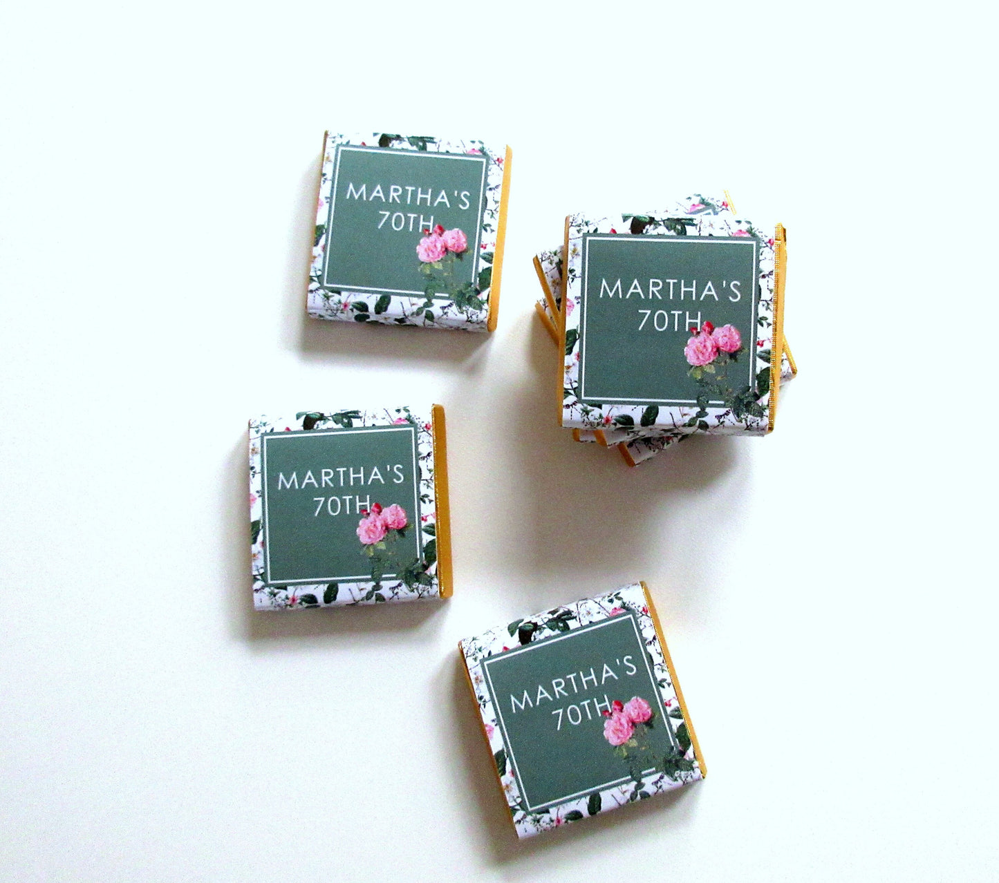 Personalised Cottage Chocolates – Custom 70th Birthday Party Favours, Guest Gifts