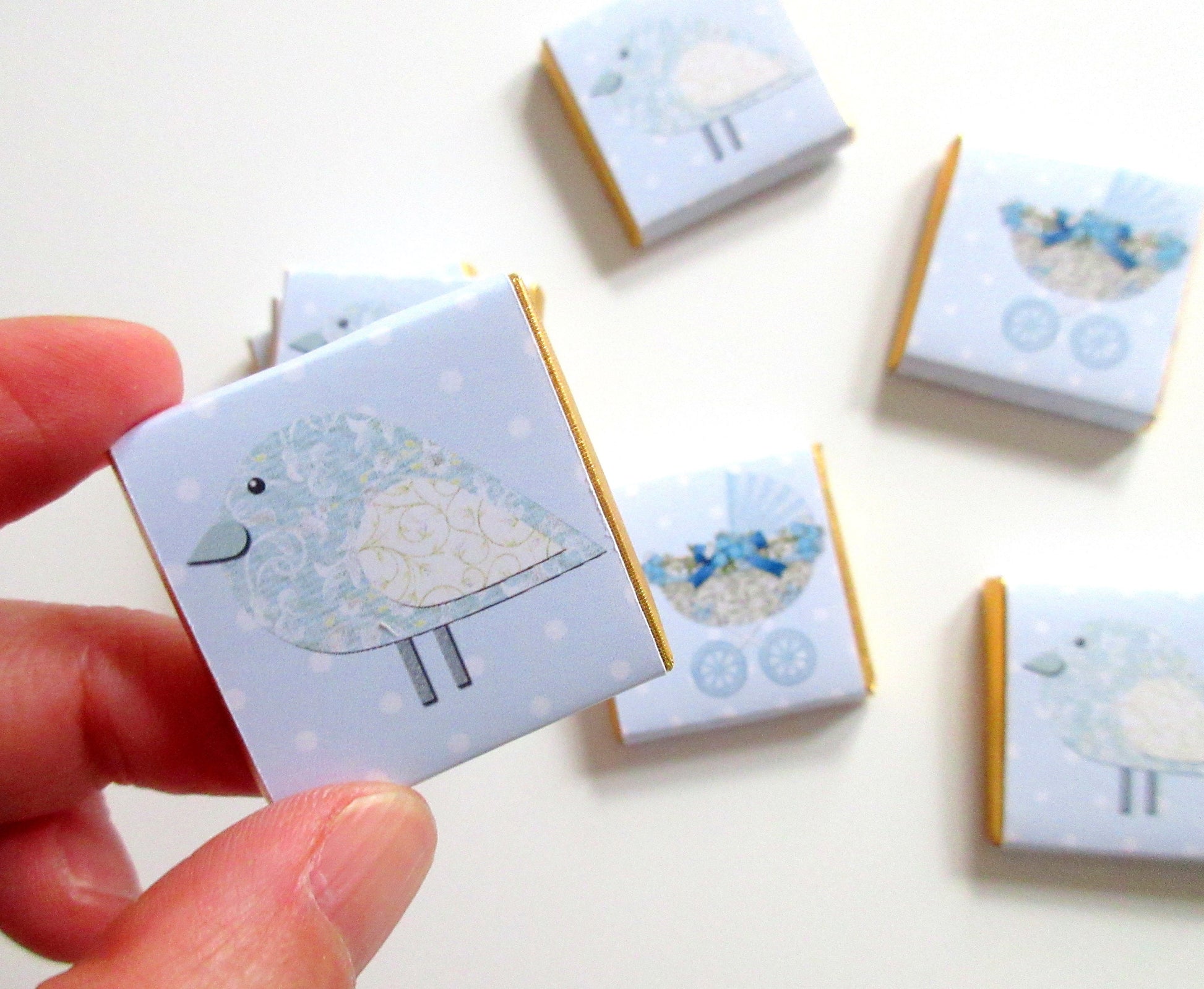 Personalised Baby Shower Chocolates – Pastel Blue Bird & Pram Treats