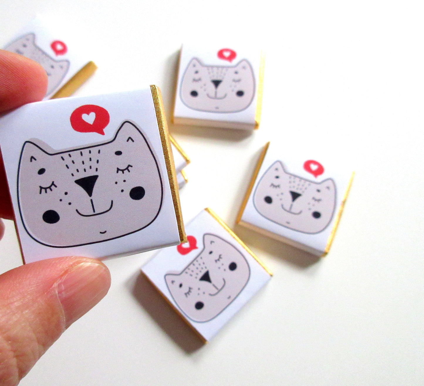Personalised Love Cat Chocolate Favours – Kitten Birthday Party Bag Filler Treats