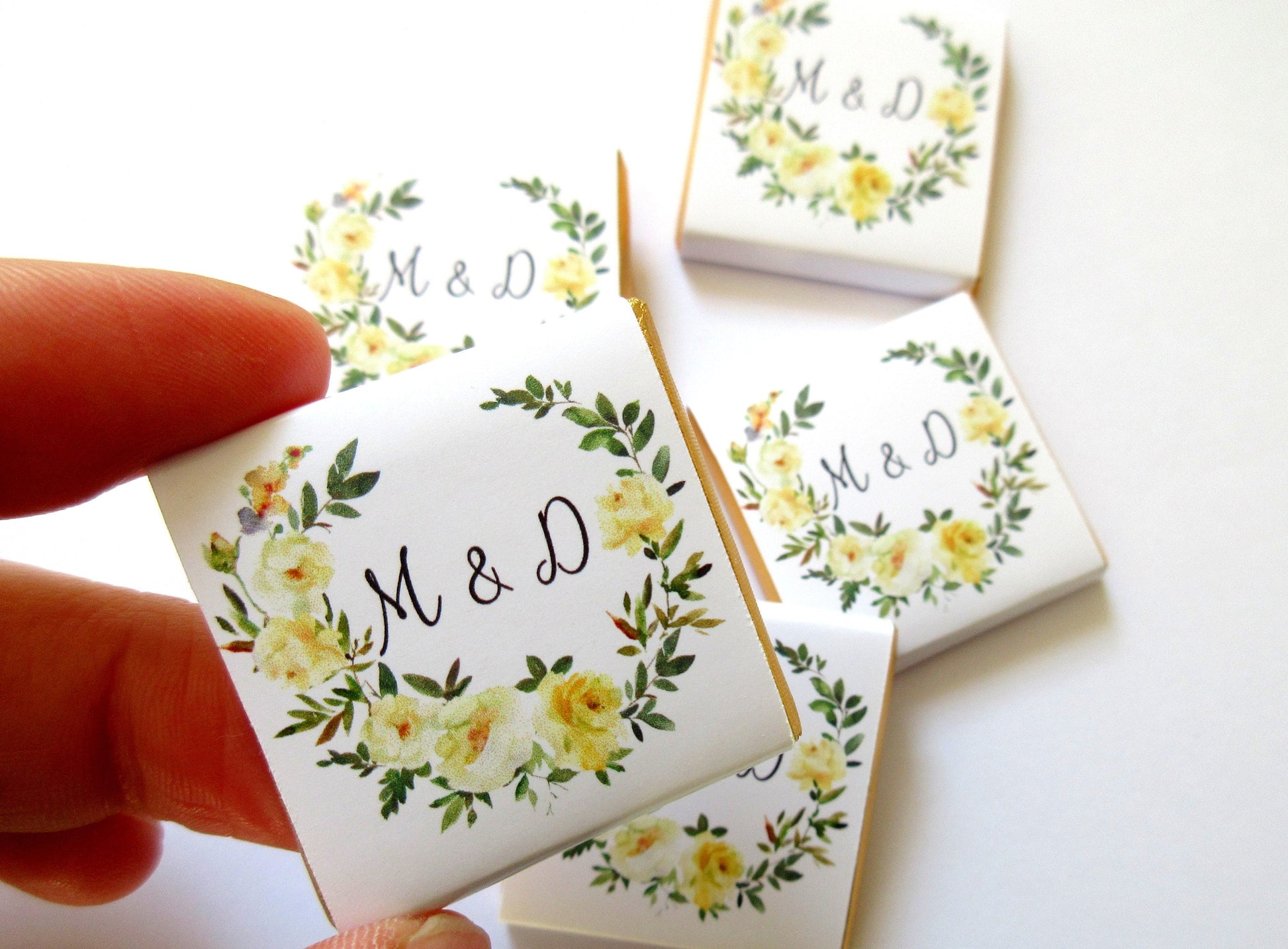 Personalised Yellow Rose Wedding Chocolates – Custom Anniversary Guest Favours