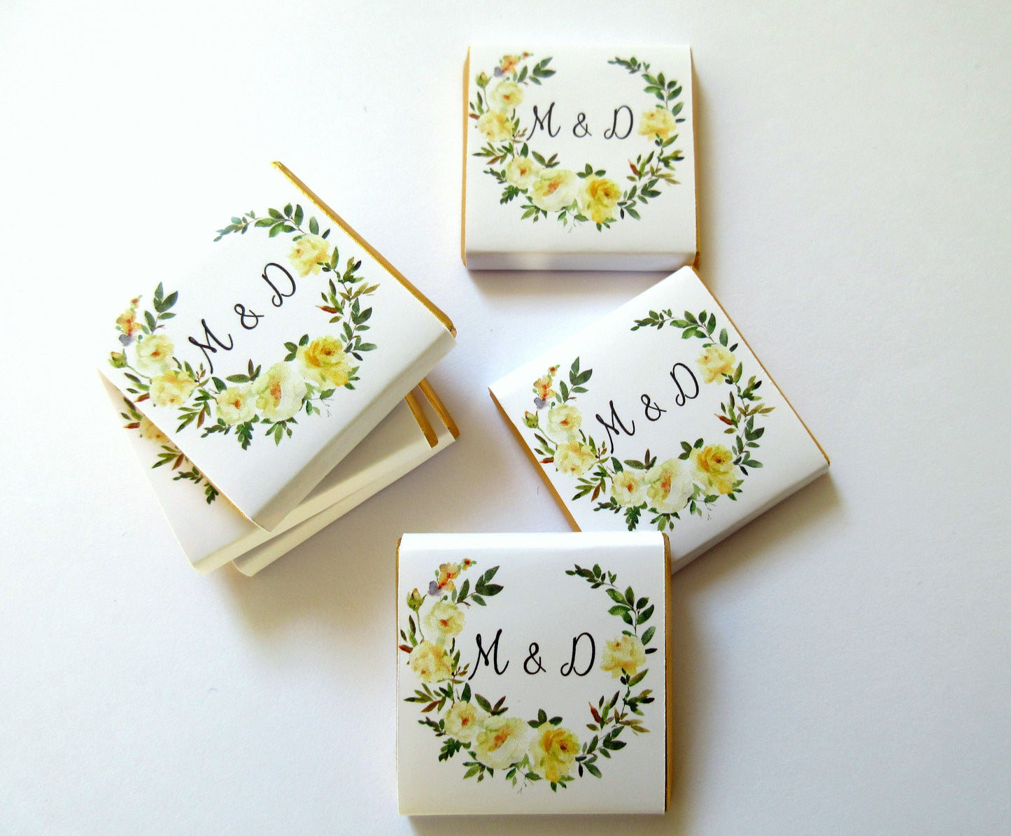 Personalised Yellow Rose Wedding Chocolates – Custom Anniversary Guest Favours