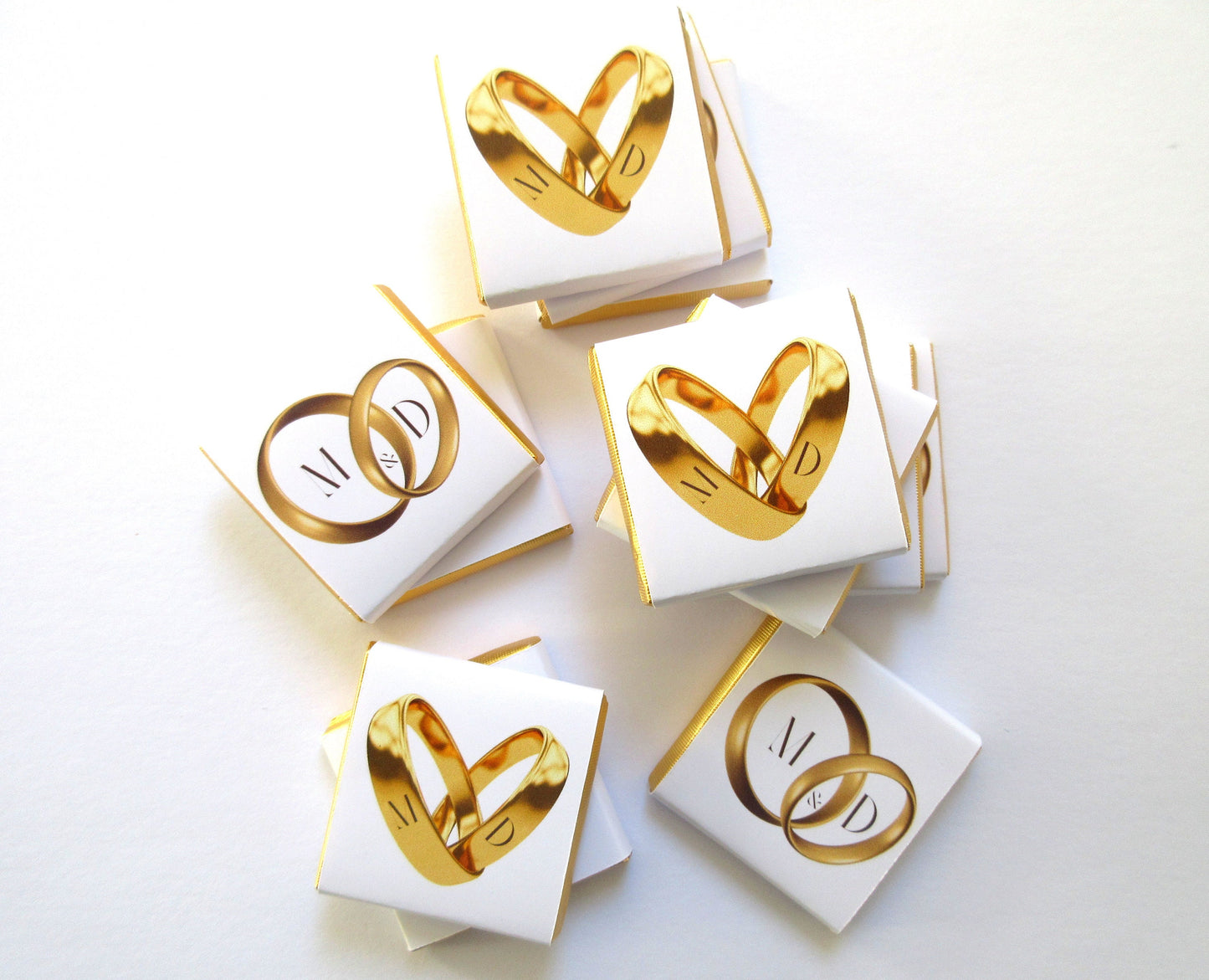 Personalised Wedding Chocolate Favours – Gold Ring Design, Custom Guest Gifts