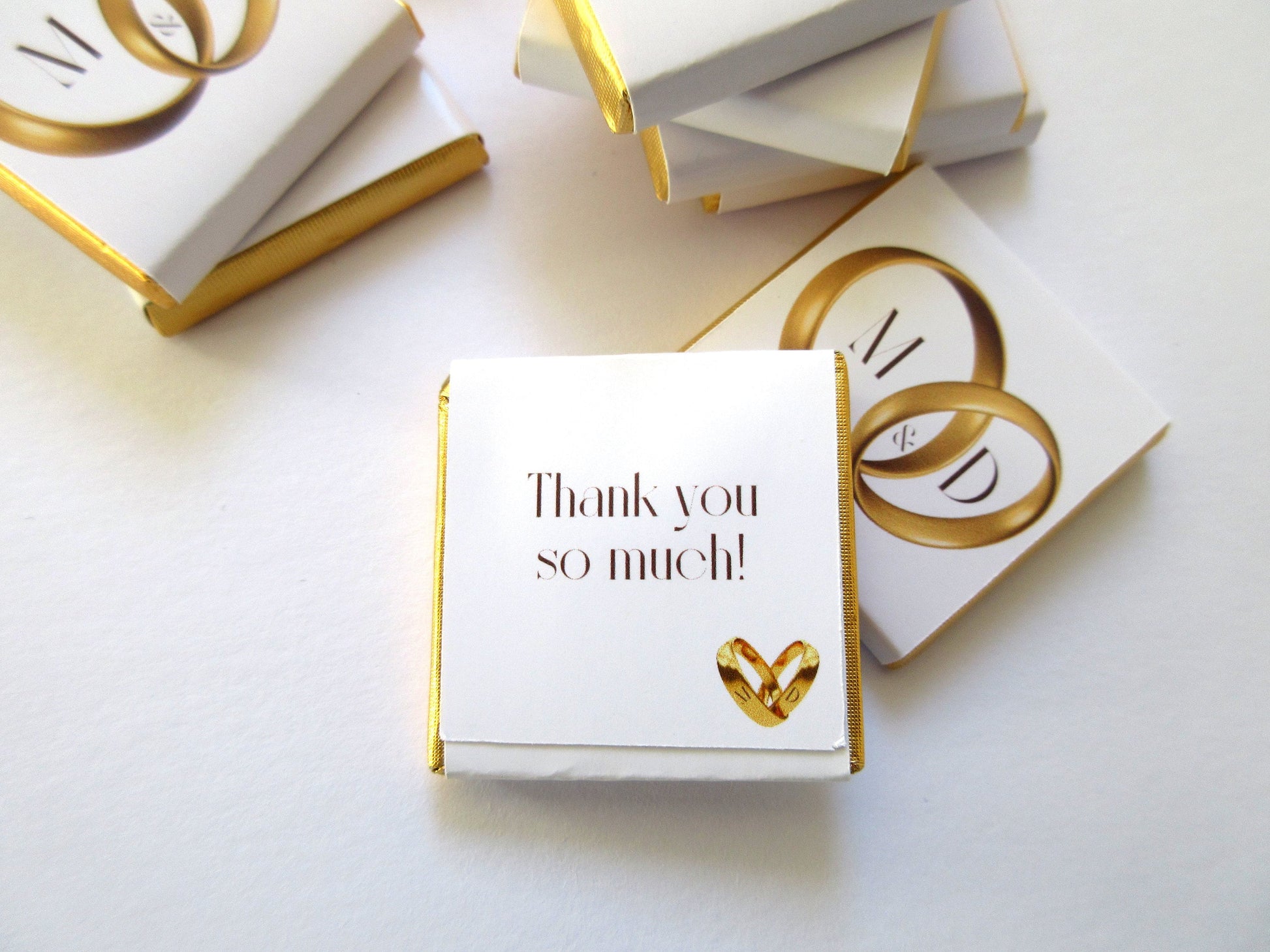 Personalised Wedding Chocolate Favours – Gold Ring Design, Custom Guest Gifts