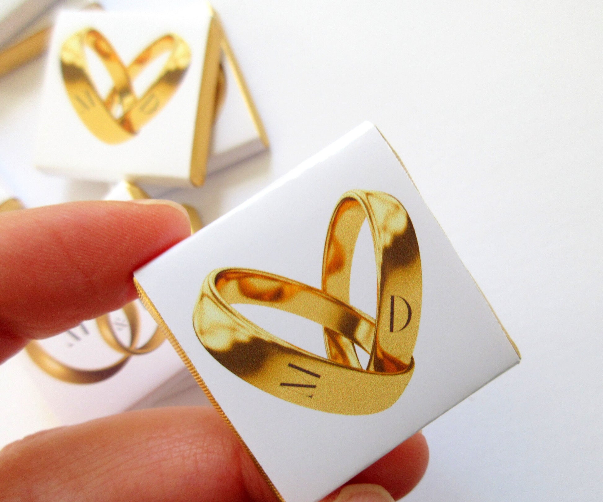 Personalised Wedding Chocolate Favours – Gold Ring Design, Custom Guest Gifts