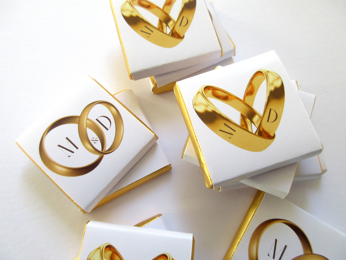 Personalised Wedding Chocolate Favours – Gold Ring Design, Custom Guest Gifts