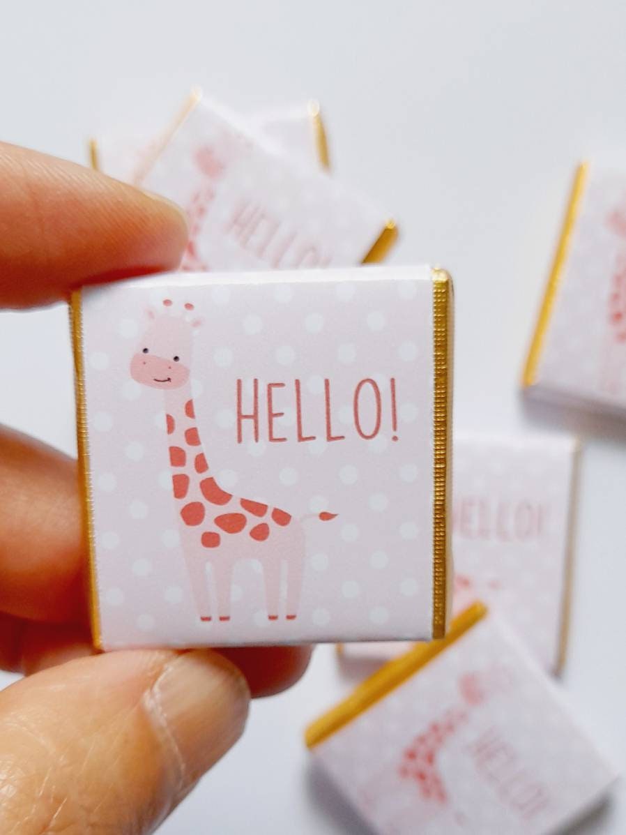 Personalised Pink Giraffe Party Favours – Baby Shower and 1st Birthday treats