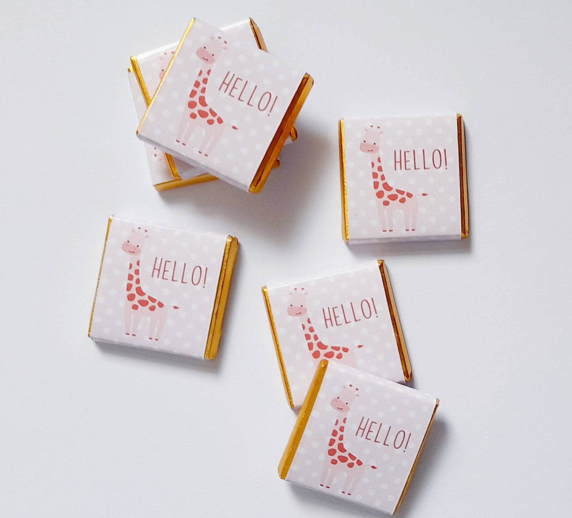 Personalised Pink Giraffe Party Favours – Baby Shower and 1st Birthday treats