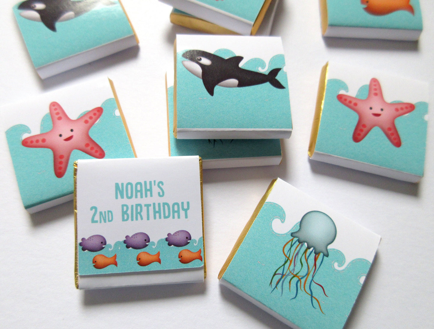 Personalised Under the Sea Party Favours, Ocean chocolates party bag fillers
