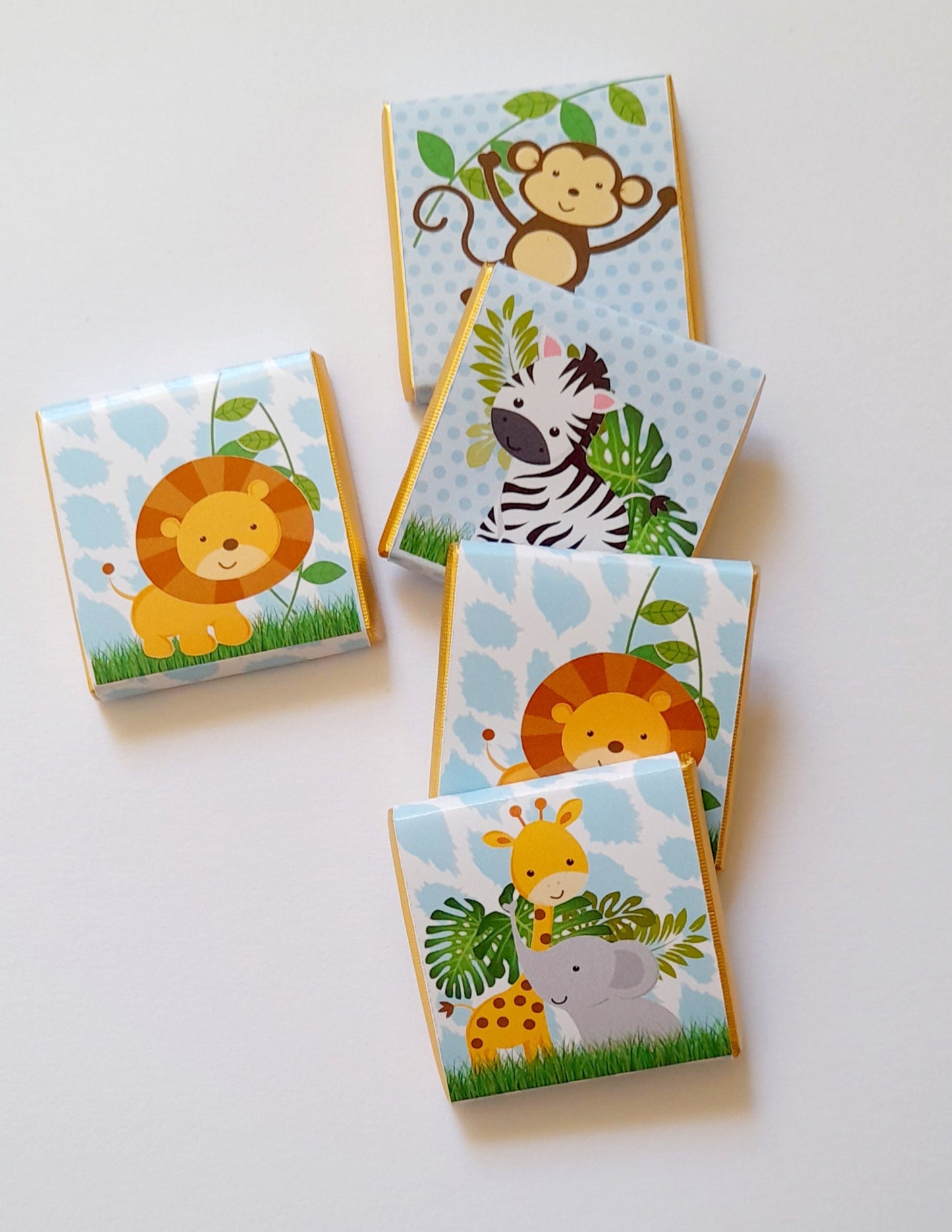 Personalised Safari Chocolate Favors – Jungle Animal Birthday Treats, Baby Shower Bag Filler