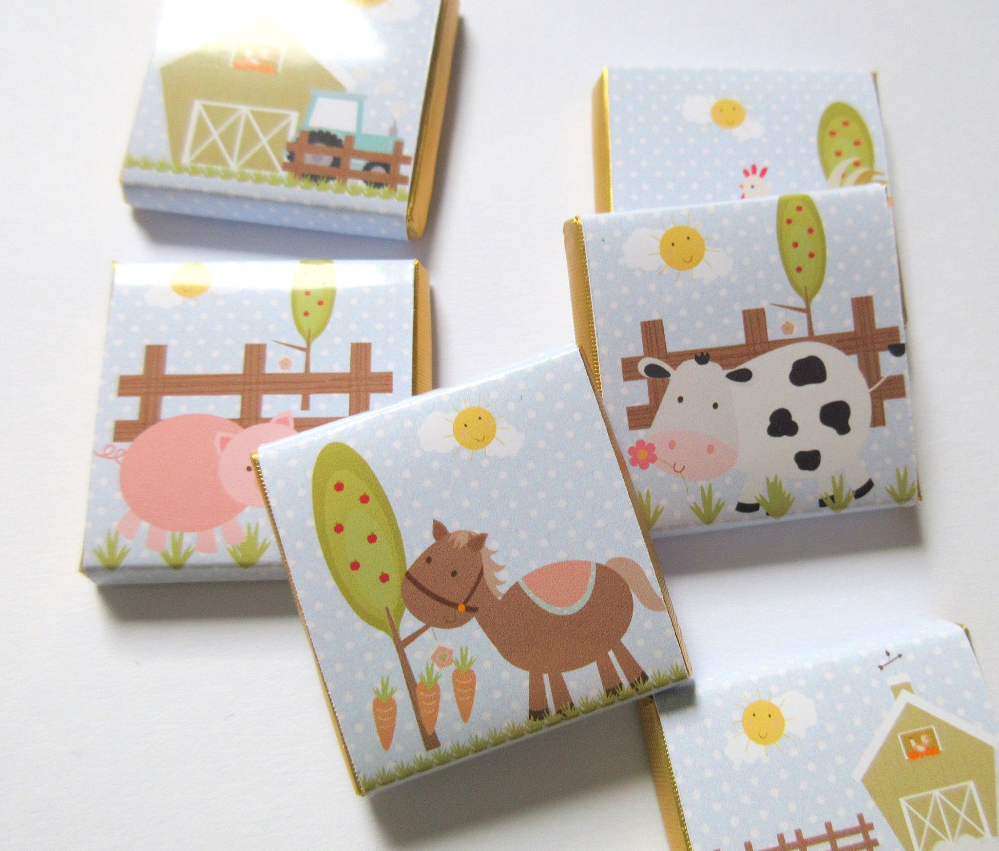 Personalised Farm Chocolate Treats – Barnyard Animal Party Favours, Guest Gifts