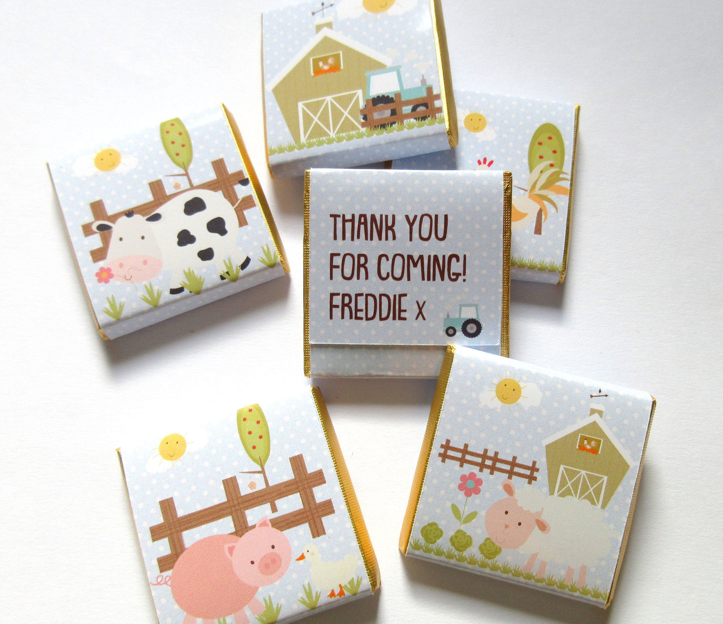 Personalised Farm Chocolate Treats – Barnyard Animal Party Favours, Guest Gifts