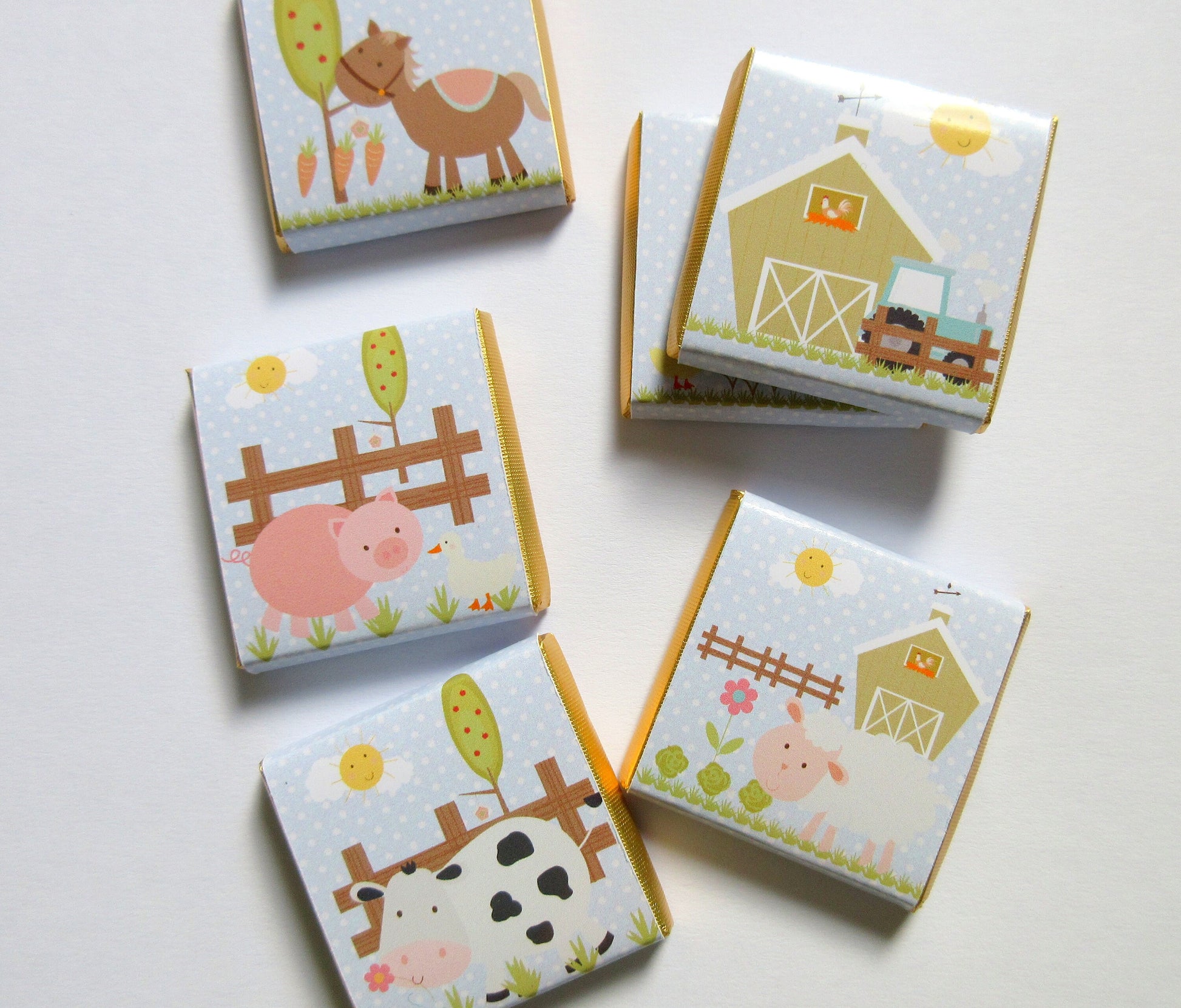 Personalised Farm Chocolate Treats – Barnyard Animal Party Favours, Guest Gifts