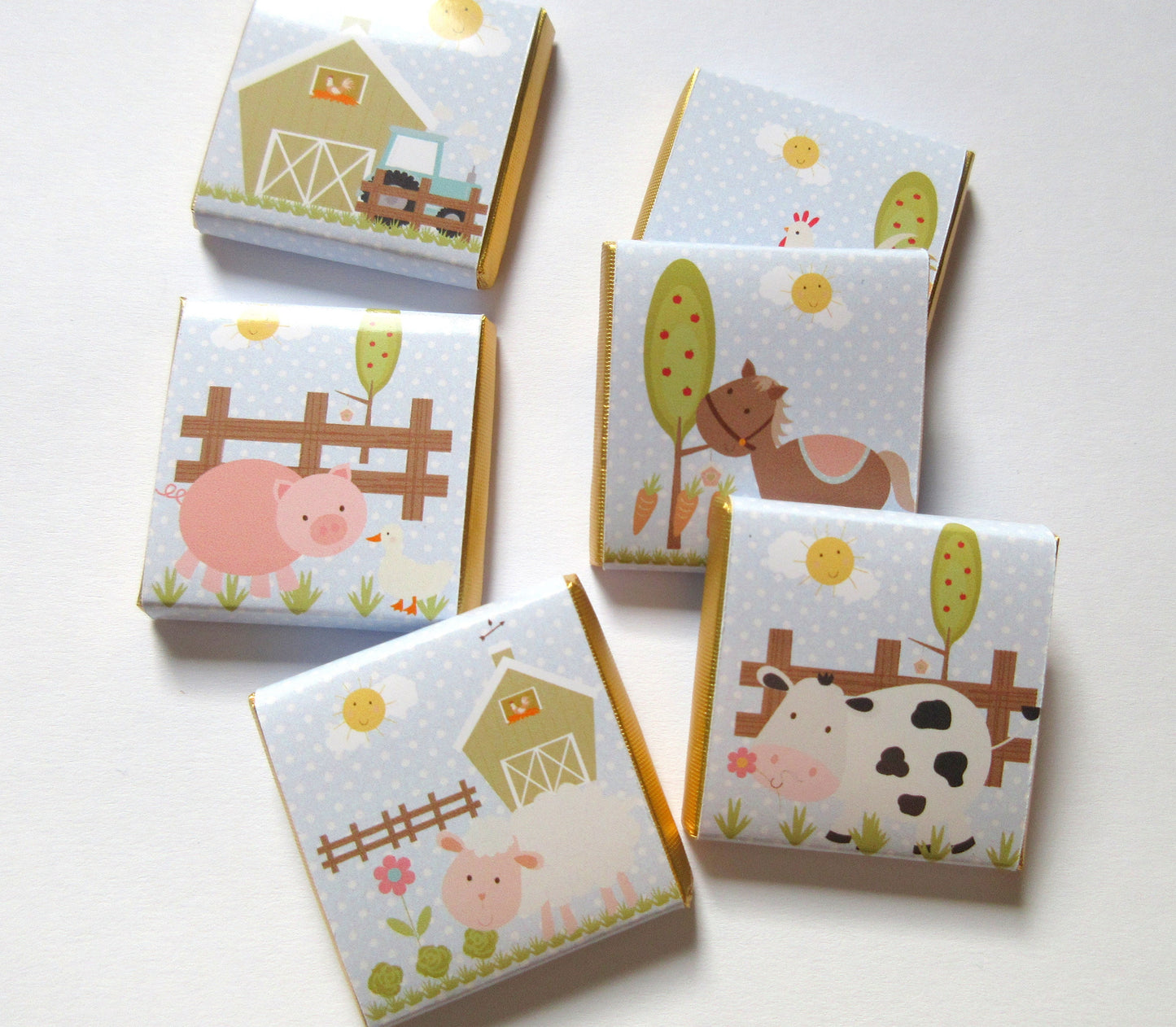 Personalised Farm Chocolate Treats – Barnyard Animal Party Favours, Guest Gifts