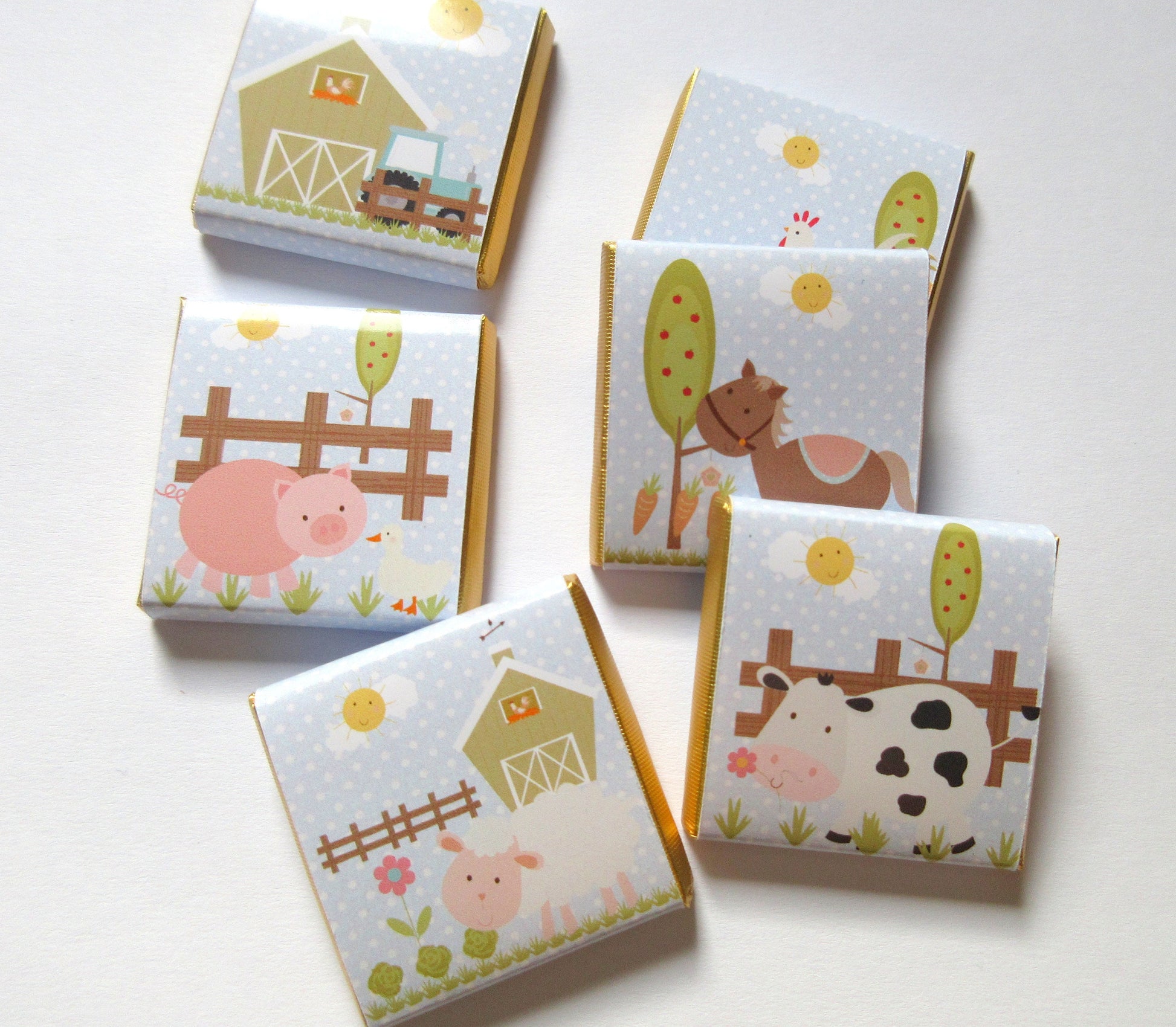 Personalised Farm Chocolate Treats – Barnyard Animal Party Favours, Guest Gifts