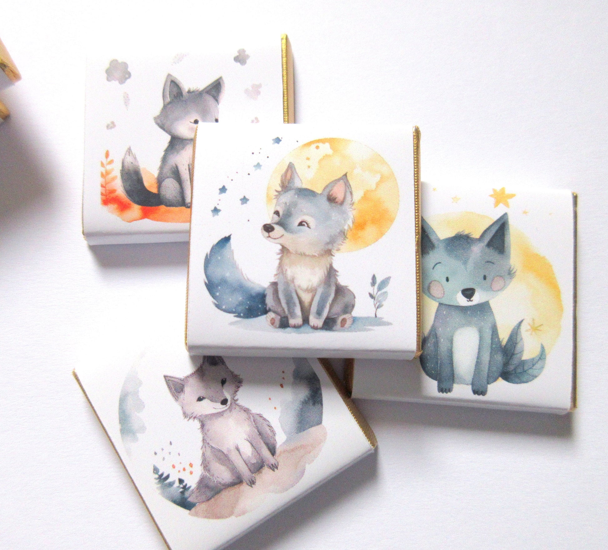 Personalised Welcome Baby Wolf Favours, Boy 1st Birthday Treats
