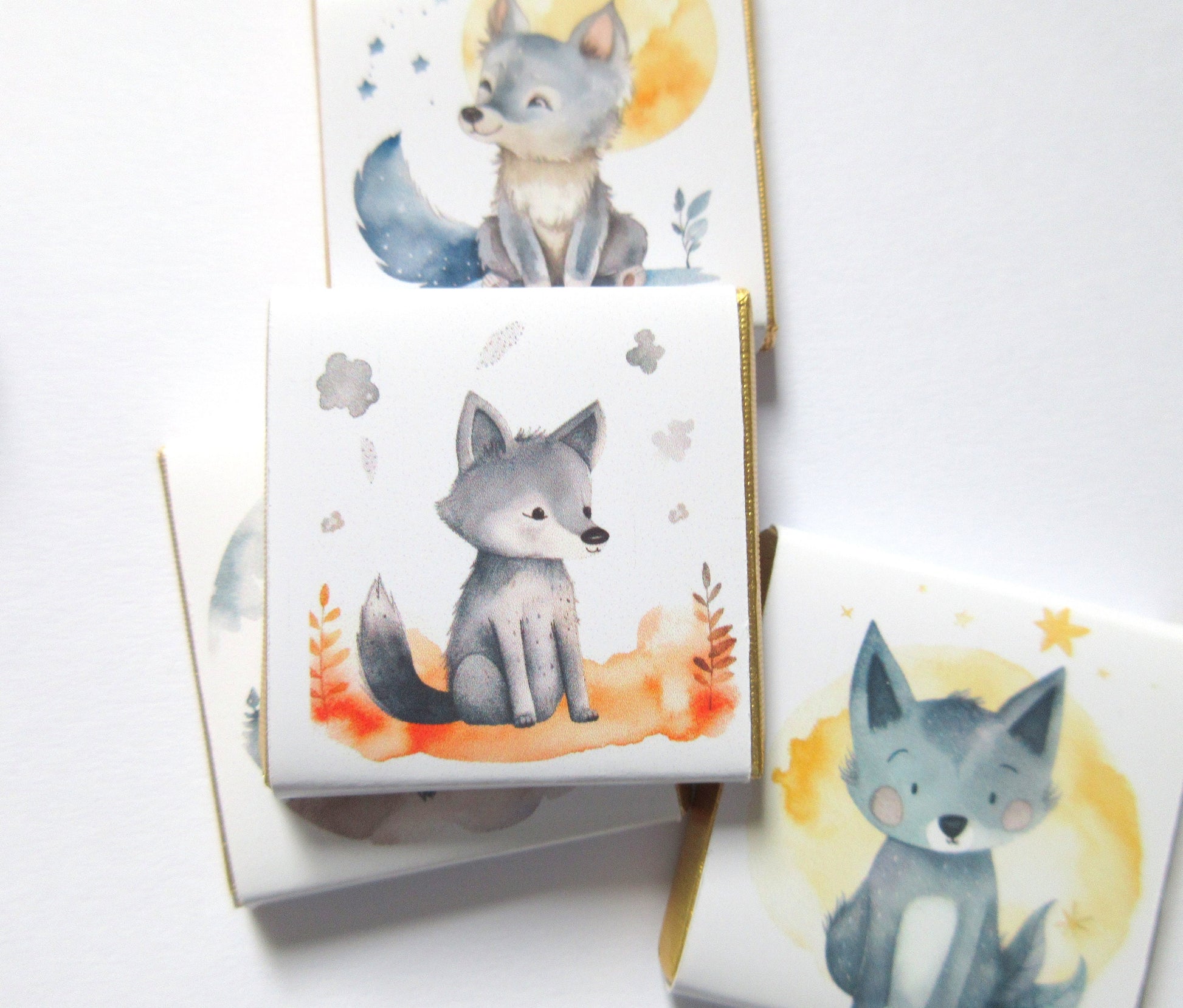 Personalised Welcome Baby Wolf Favours, Boy 1st Birthday Treats
