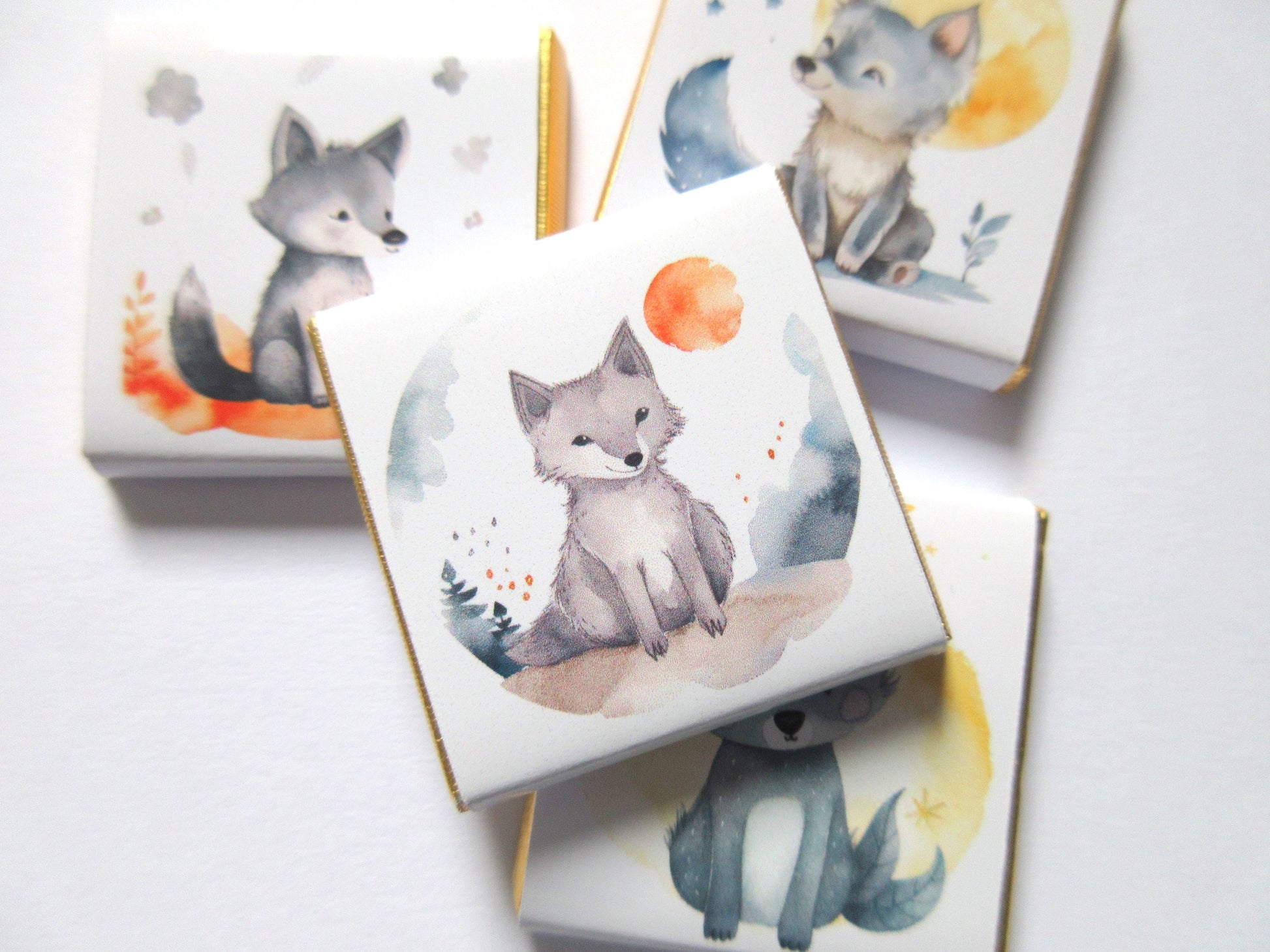 Personalised Welcome Baby Wolf Favours, Boy 1st Birthday Treats