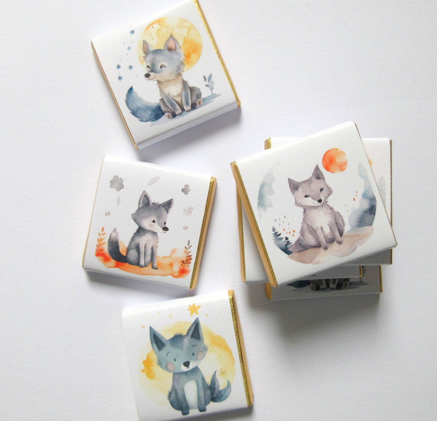 Personalised Welcome Baby Wolf Favours, Boy 1st Birthday Treats