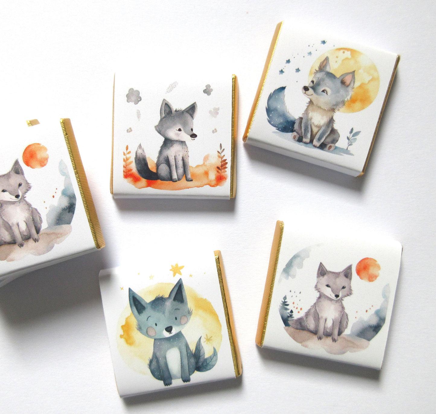 Personalised Welcome Baby Wolf Favours, Boy 1st Birthday Treats