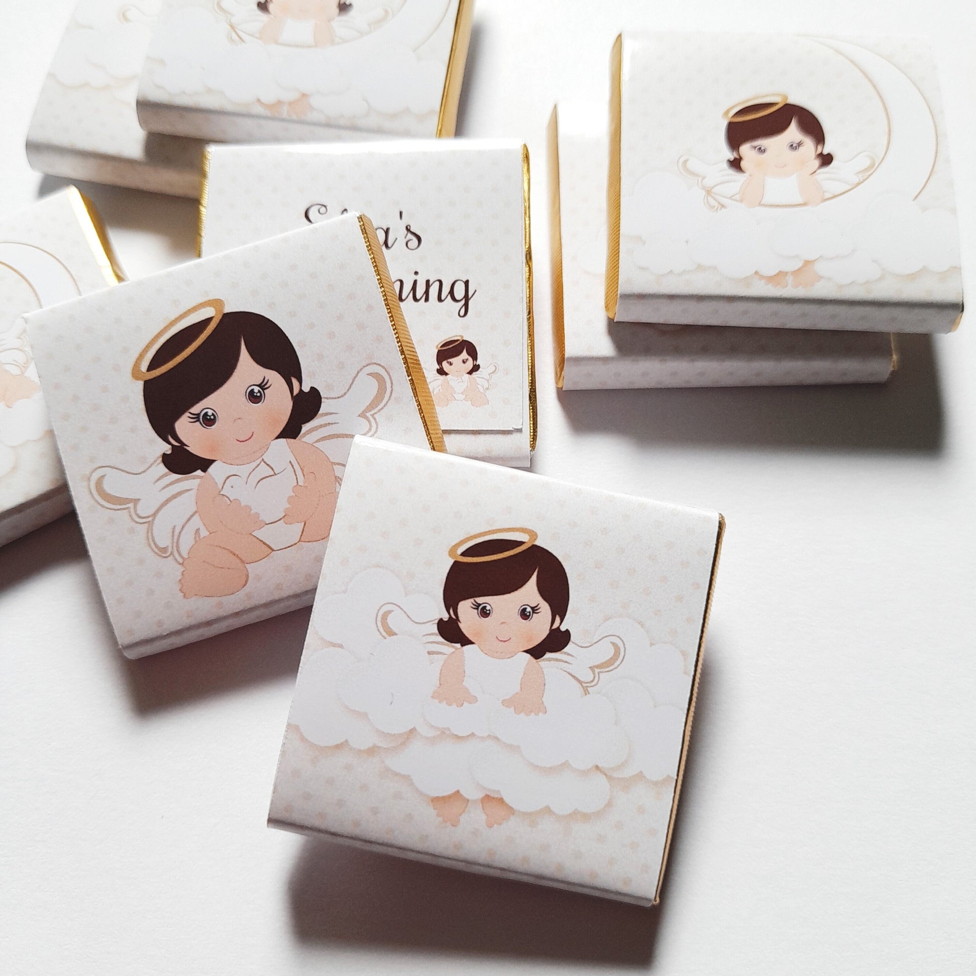 Personalised Angel Christening Favours – Baby Girl Chocolate Treats