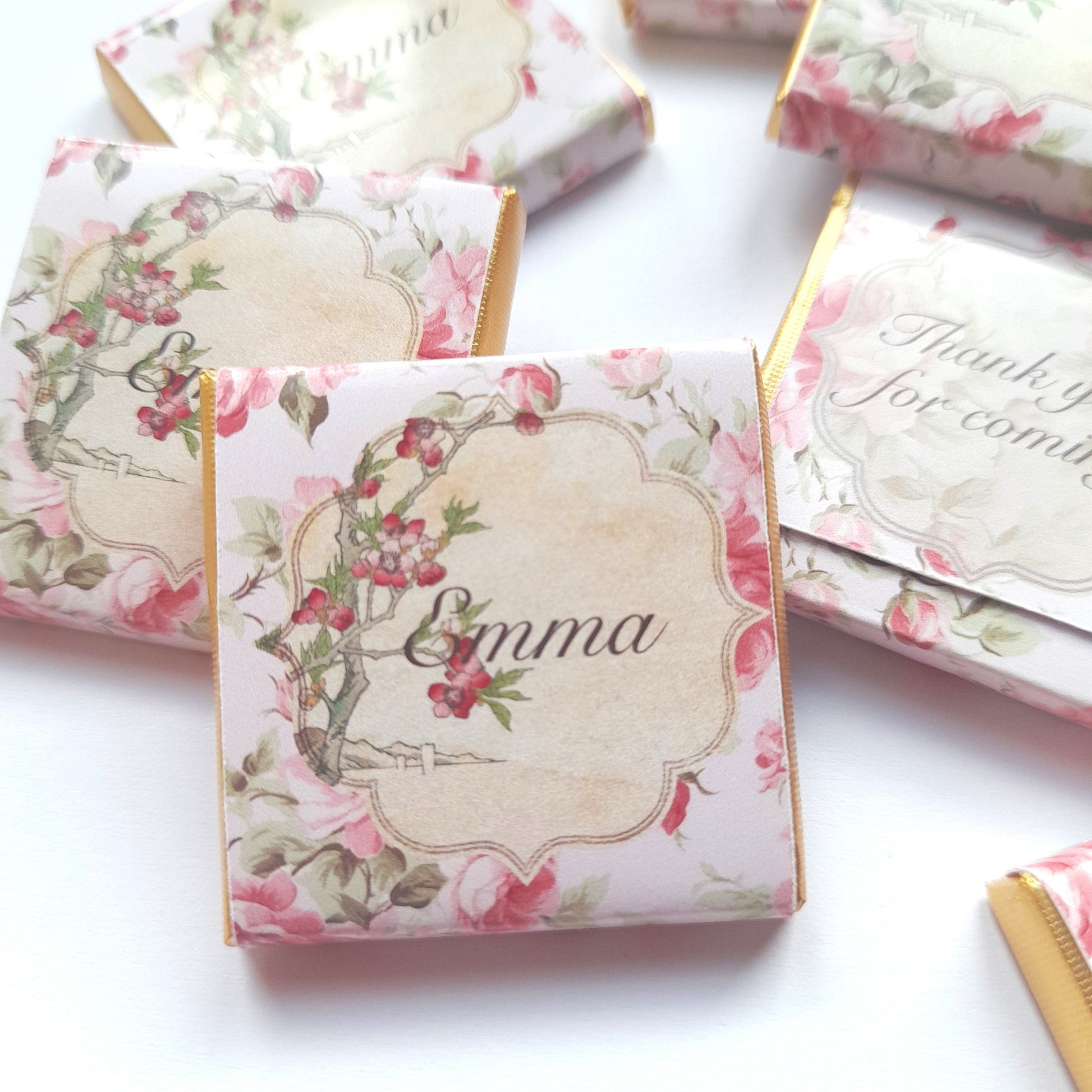 Personalised Rose Birthday Party Favours - Floral Chocolate Treats - Custom Guest Gifts - Party Bags Fillers