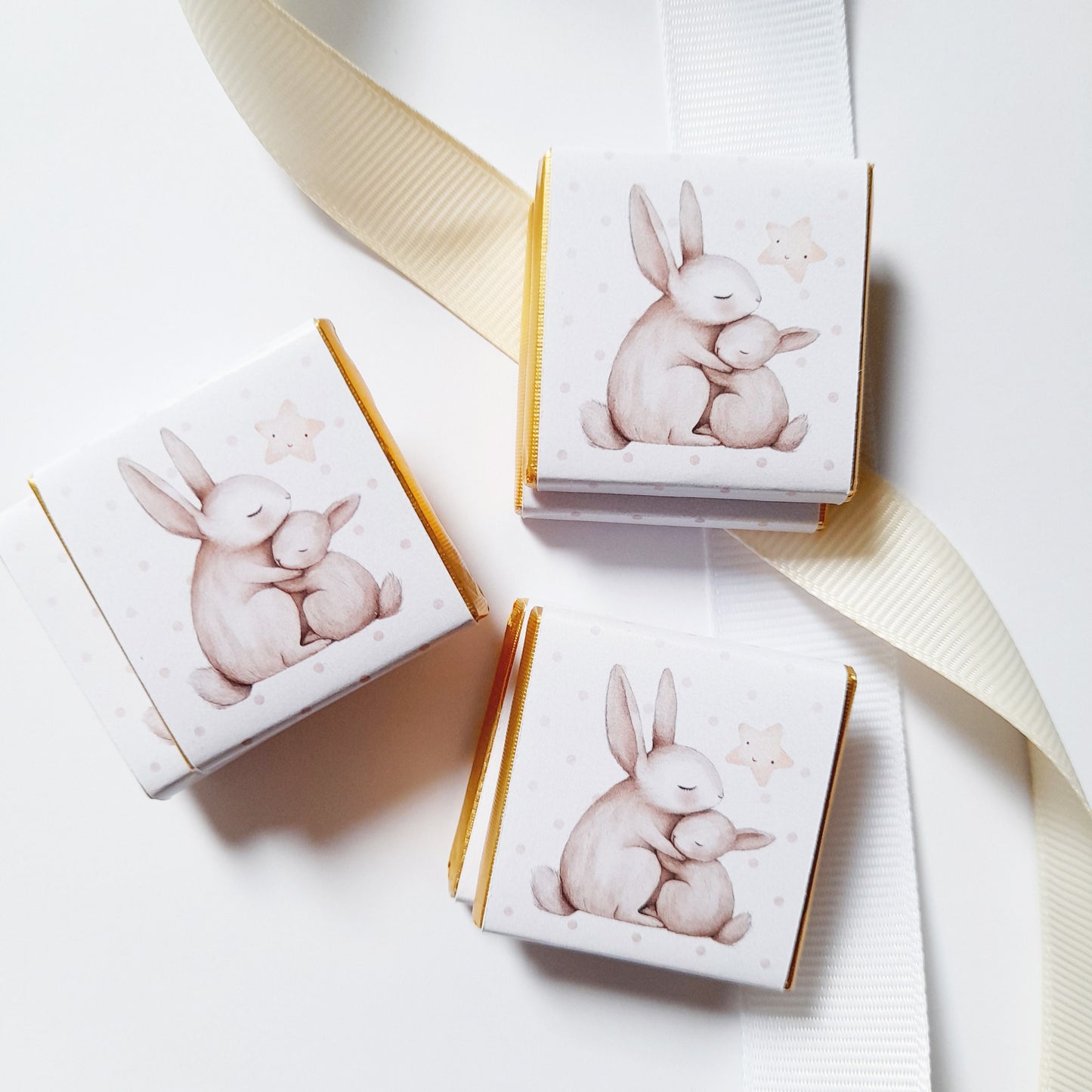 Personalised Mum and Baby Bunny Chocolates – Custom Baby Shower Favours