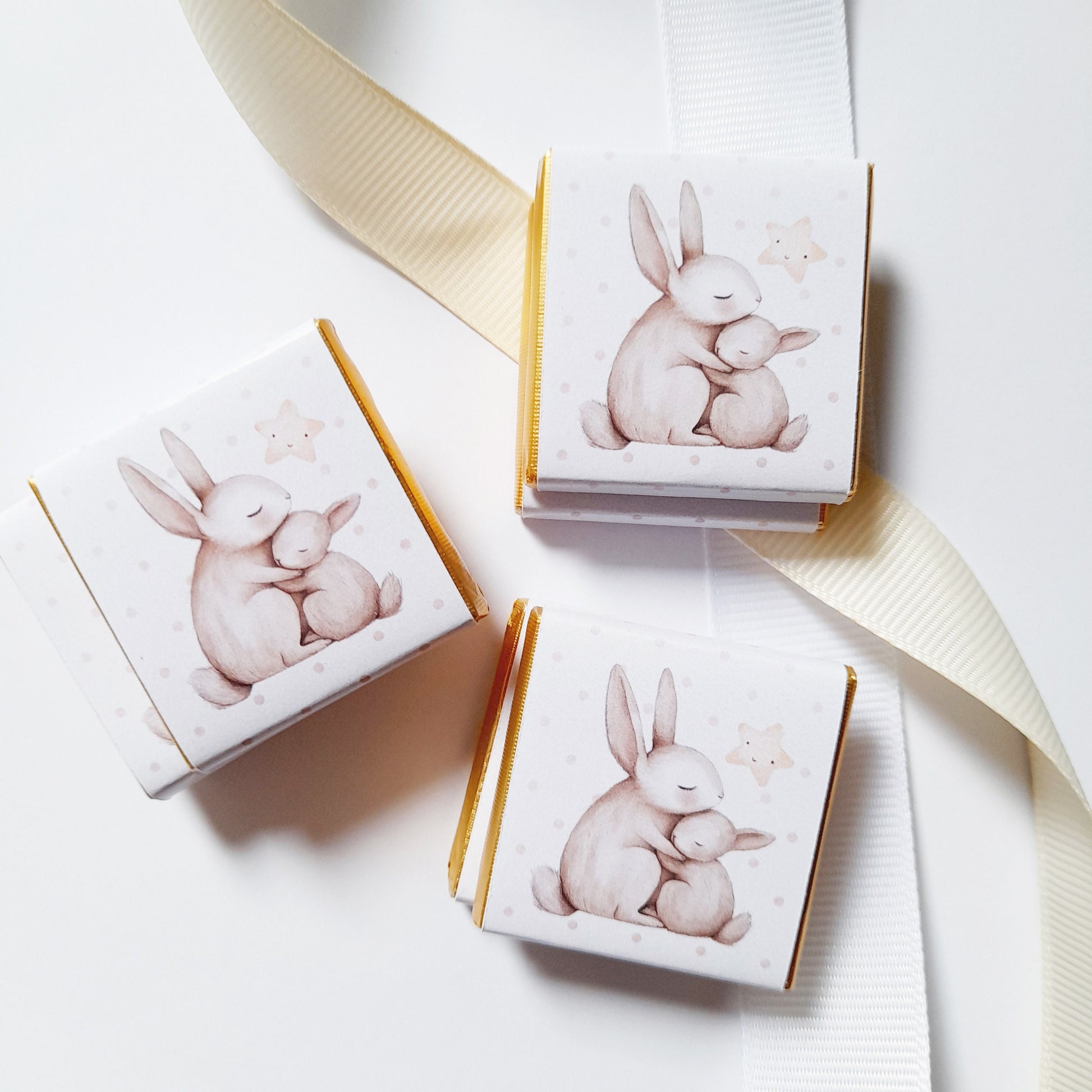 Personalised Mum and Baby Bunny Chocolates – Custom Baby Shower Favours